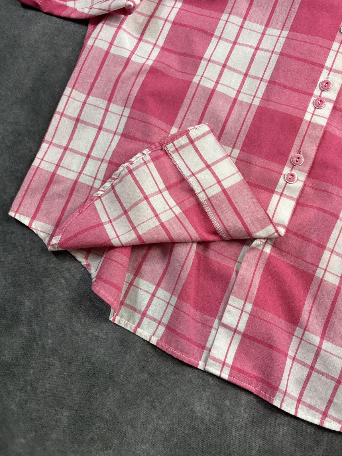 Vintage 80s Vintage Pink Plaid Polo Shortsleeve Koret Union Made 50s Size US XS / EU 42 / 0 - 8 Thumbnail