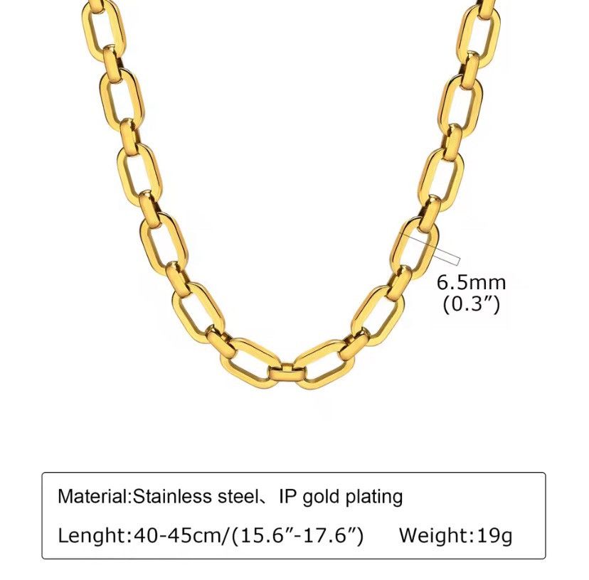 Other 6mm Geometric Bold Oval Rectangle Link Chain Necklace Size ONE SIZE - 2 Thumbnail