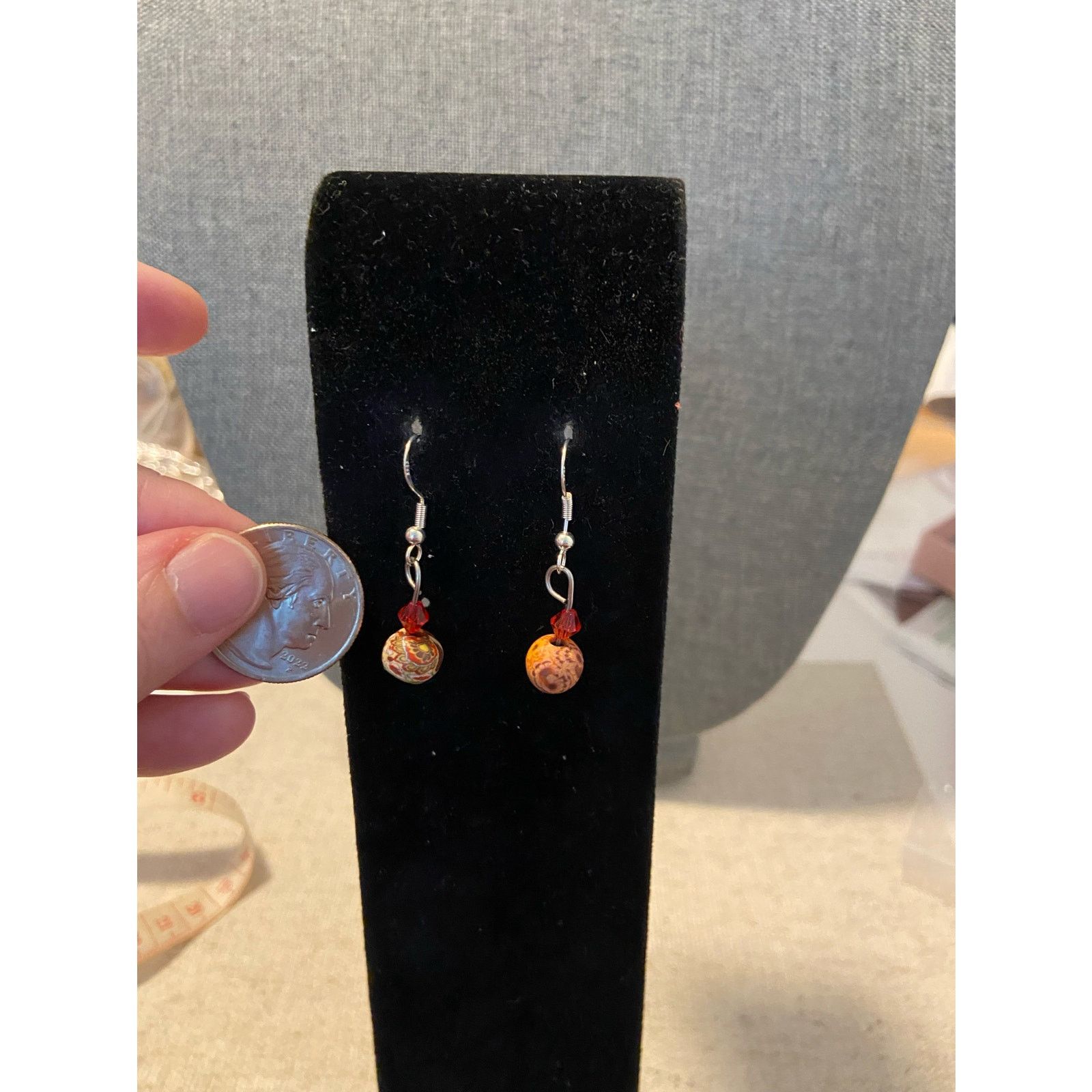 Handmade Handmade orange fimo clay bead earrings Size ONE SIZE - 2 Thumbnail