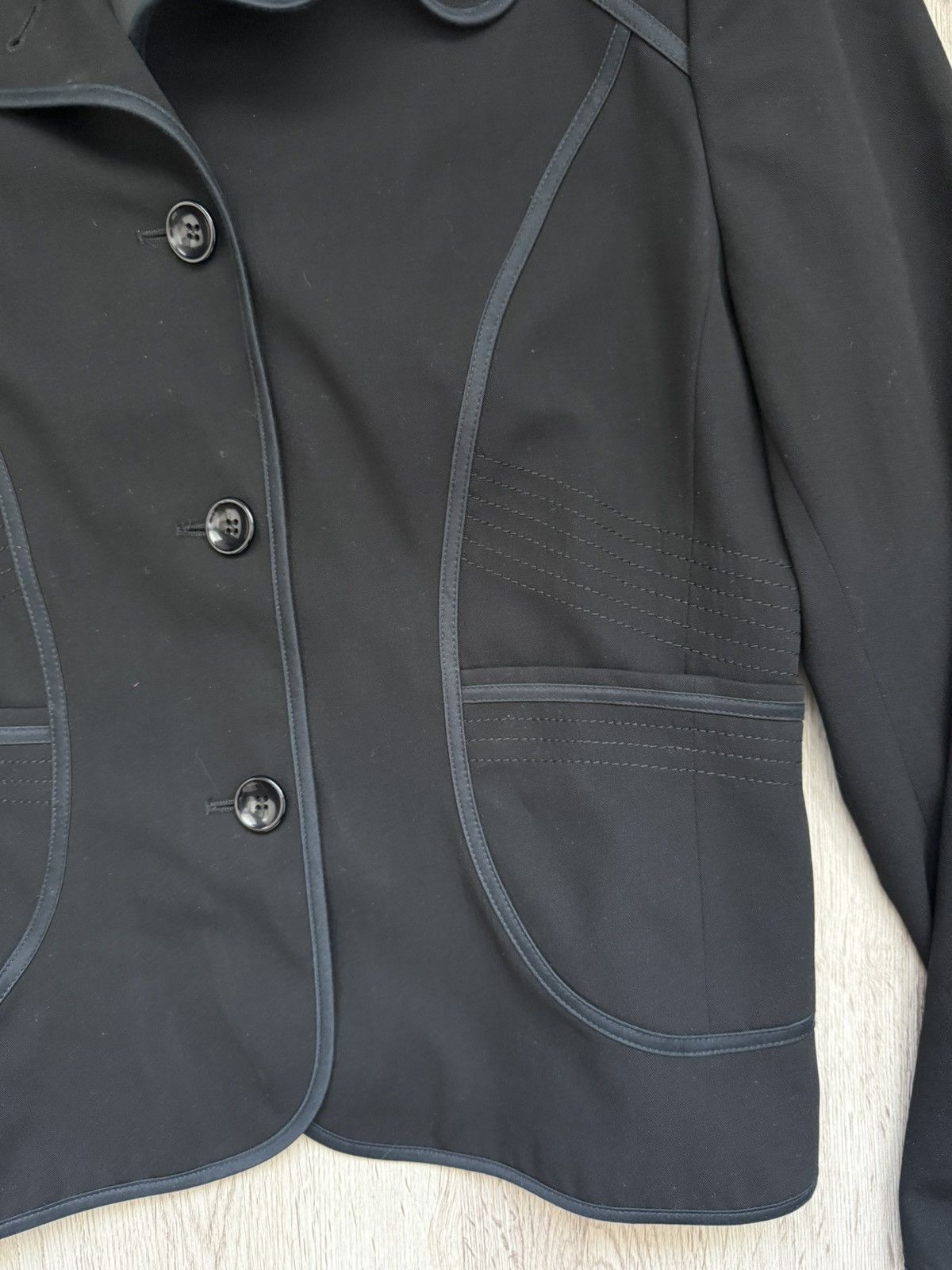 Laurel Laurel Black Virgin Wool Blazer Stitched Line Detail Size 42 Size M / US 6-8 / IT 42-44 - 5 Thumbnail