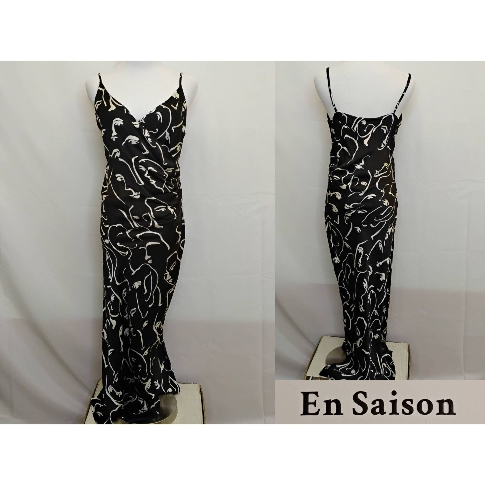 Other En Saison Slip Dress Women's S Black/White Abstract Face NWT Size S / US 4 / IT 40 - 1 Thumbnail