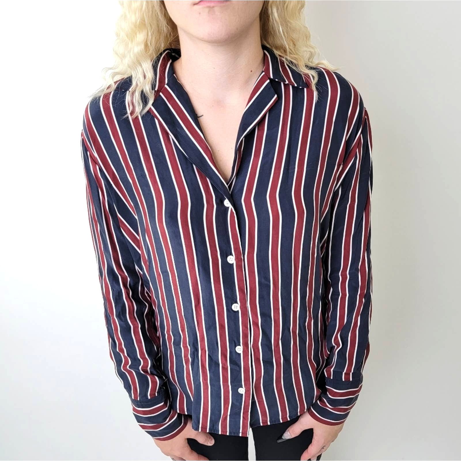 Frame Frame Silk Striped Button Down Long Sleeve Shirt - S Size S / US 4 / IT 40 - 7 Thumbnail