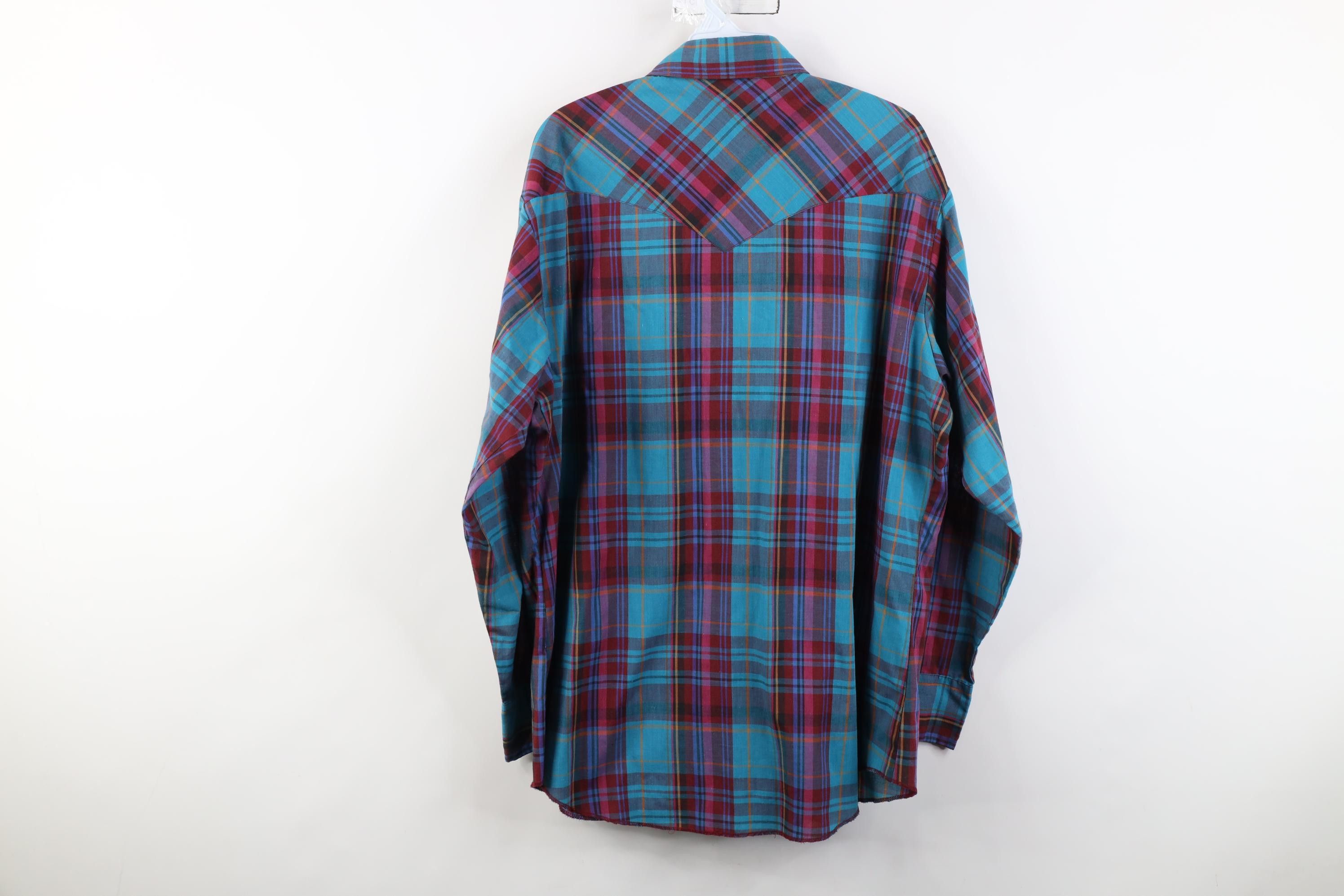 Wrangler Vintage 90s Wrangler Plaid Cowboy Rodeo Snap Button Shirt Size US L / EU 52-54 / 3 - 11 Thumbnail