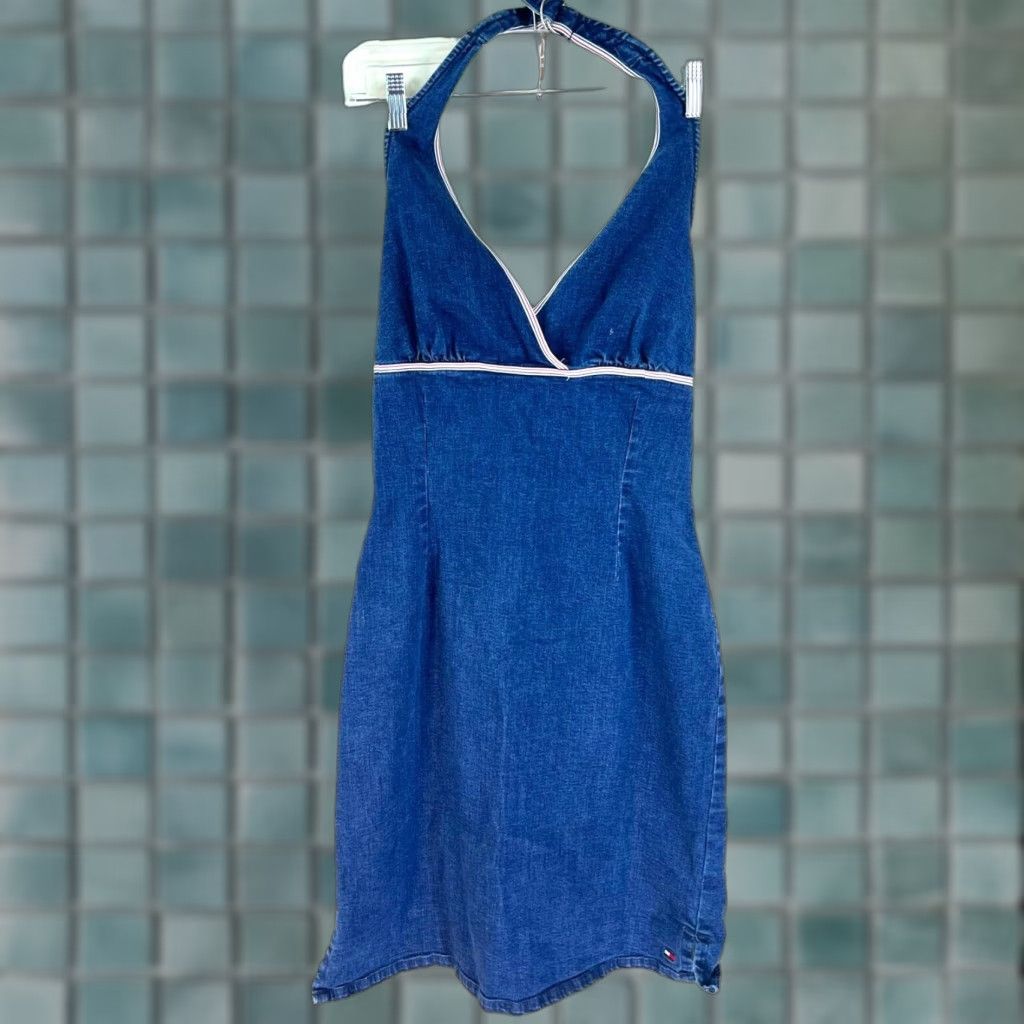 Tommy Hilfiger VINTAGE Tommy Hilfiger Denim Sleeveless Casual Dress Women JR Size L Blue Cotton Size L / US 10 / IT 46 - 1 Thumbnail