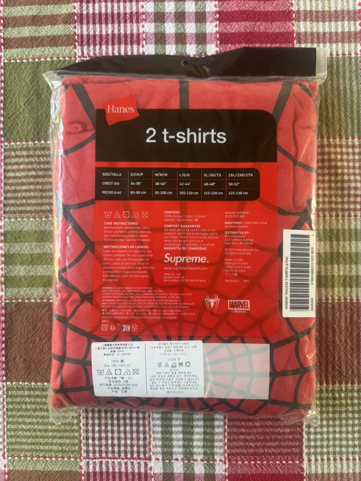 Hanes × Supreme Supreme Spiderman 2 Pack Hanes Red Tee Large Size US L / EU 52-54 / 3 - 2 Thumbnail