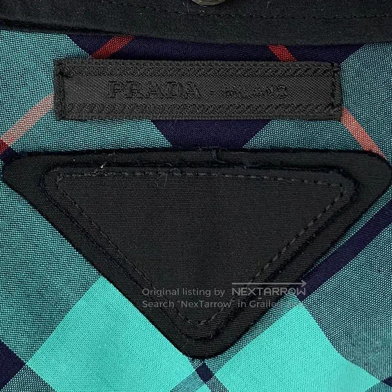 Prada Prada Color-blocked plaid cotton lapel single-breasted lon Size XS / US 0-2 / IT 36-38 - 6 Thumbnail
