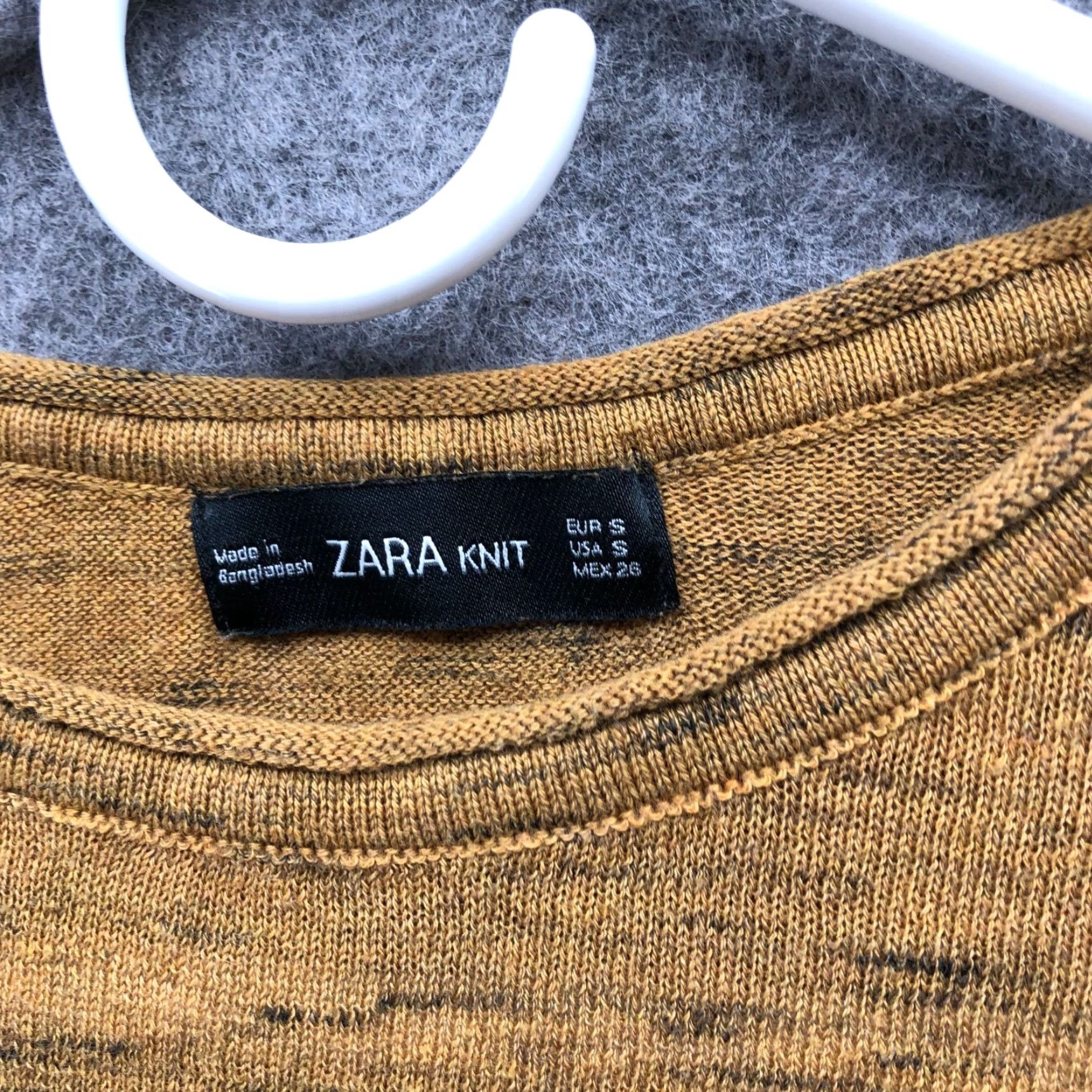 Zara Zara Knit Tunic Top Womens S Mustard Yellow Heather High Low Hem Crew Neck Lightweight Cotton Blend Knit Shirt Casual Size S / US 4 / IT 40 - 6 Thumbnail