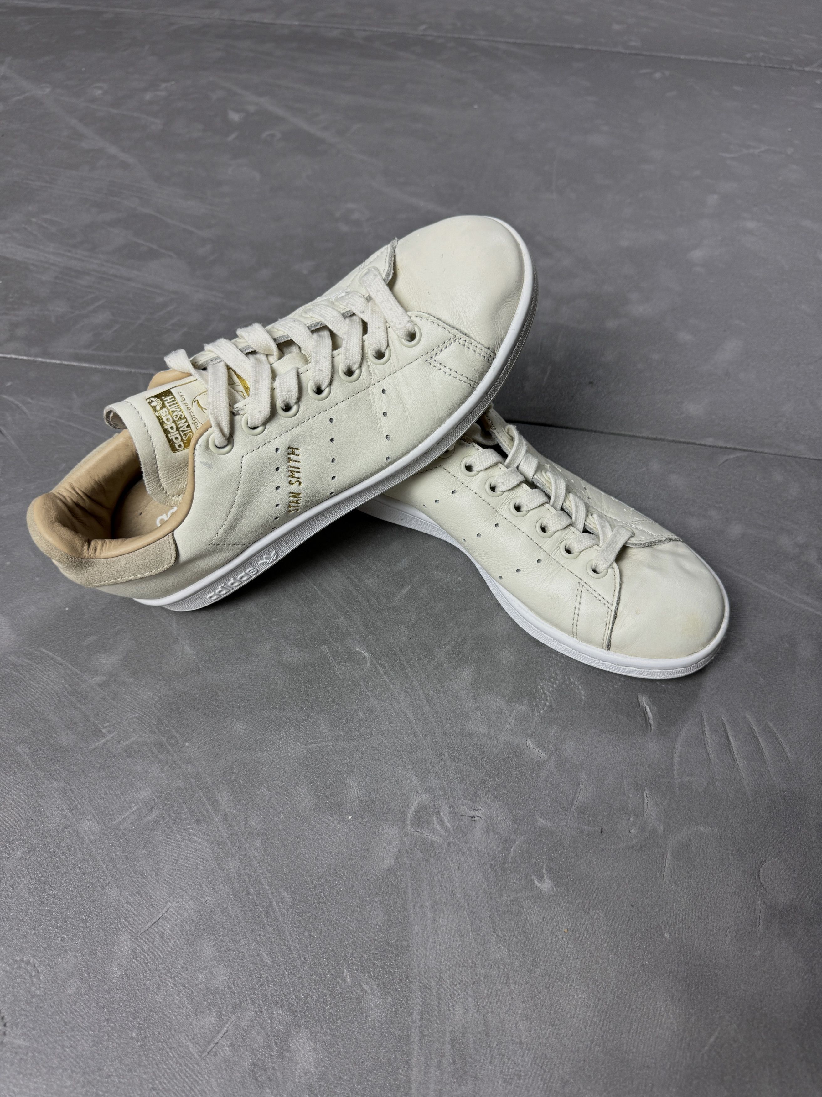 Adidas Streetwear Vintage Adidas Stan Smith beige leather sneakers shoes retro y2k Grailed