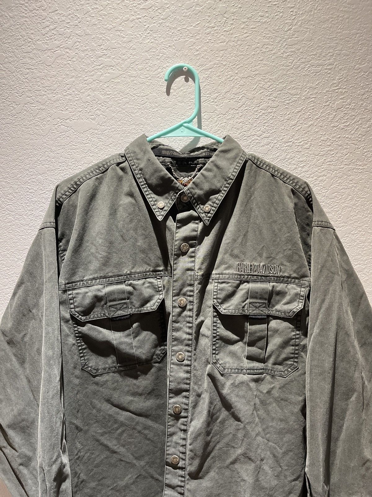 Harley Davidson Gray Harley Davidson Long Sleeve Button Down Size US XL / EU 56 / 4 - 3 Thumbnail
