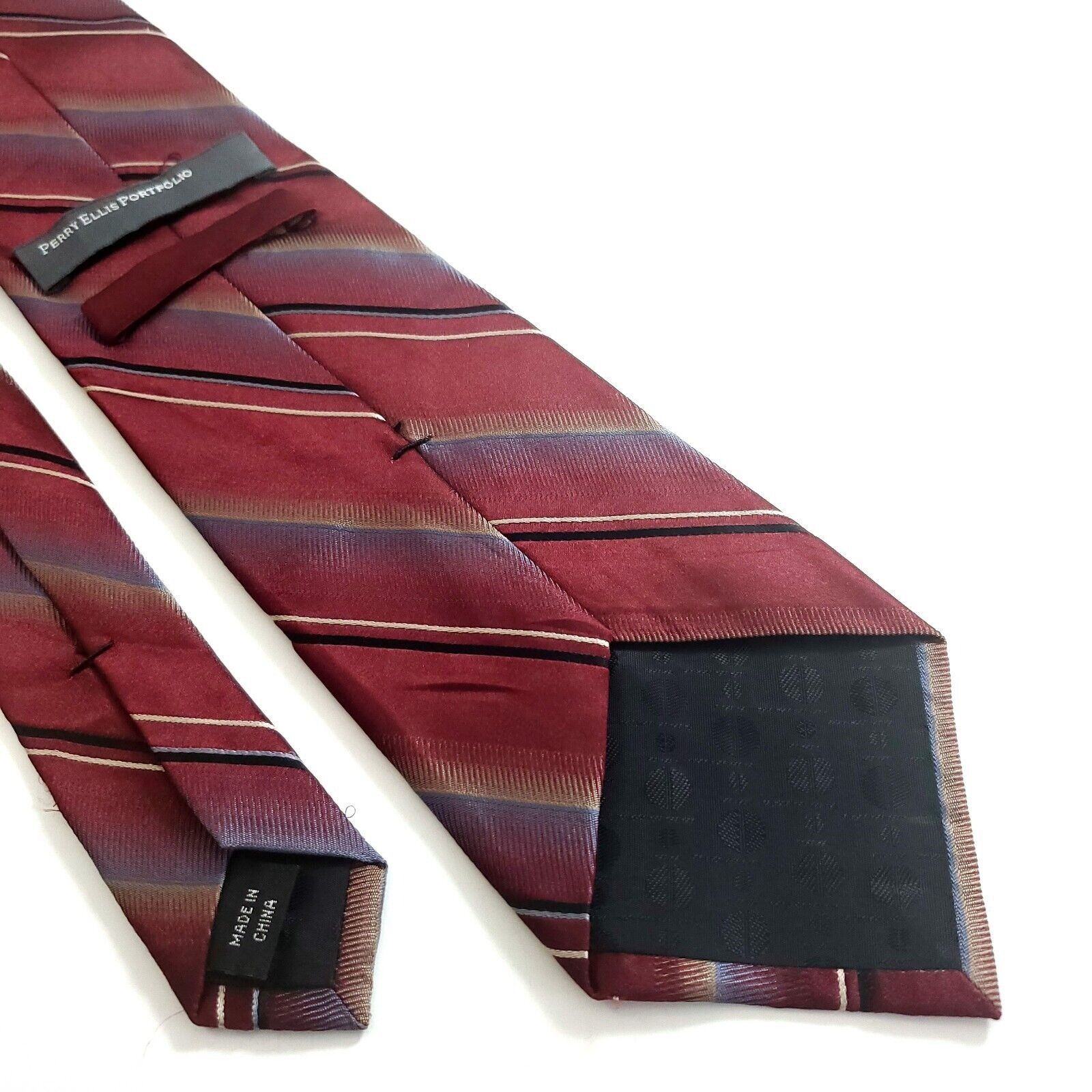 Perry Ellis Perry Ellis Portfolio Red Striped Woven Silk Tie Size ONE SIZE - 5 Thumbnail