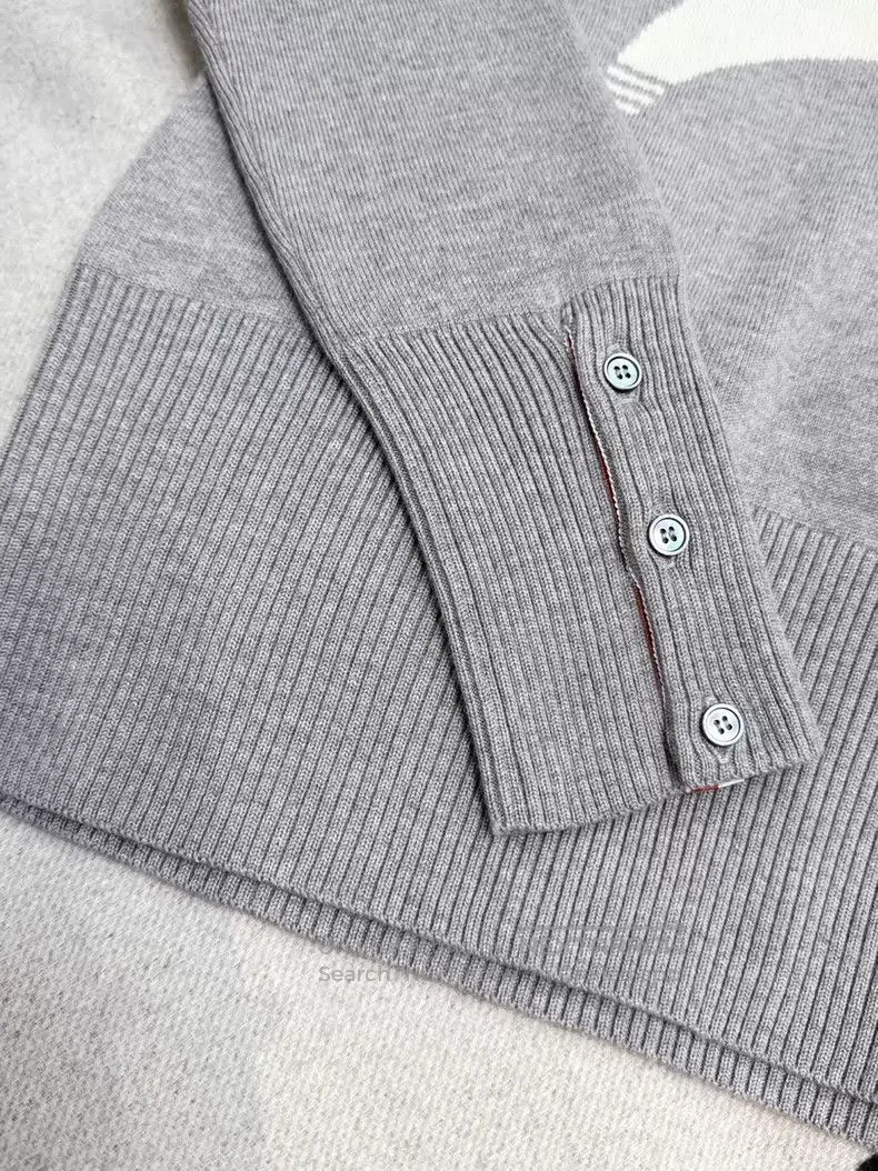 Thom Browne Thom Browne Grey whalebone ribbed crew-neck long-sleeve fo Size US XXS / EU 40 - 7 Thumbnail