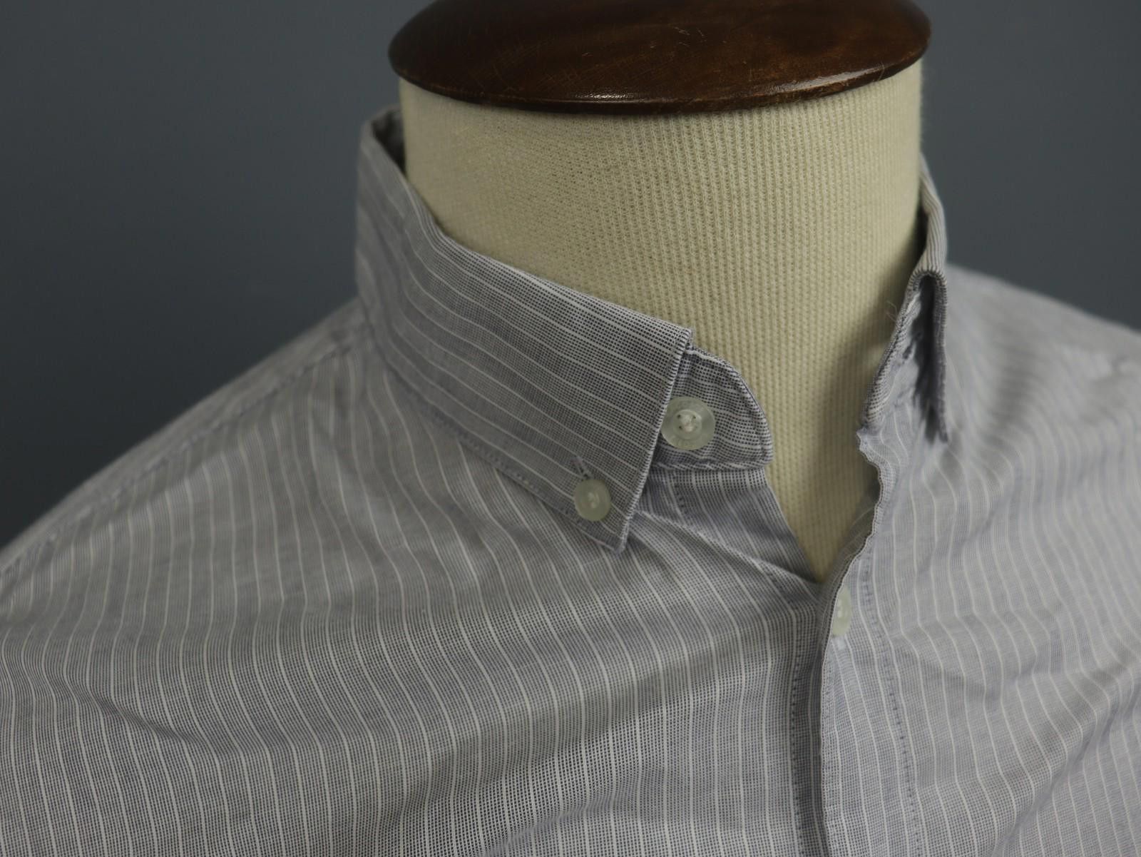 Lacoste Lacoste Gray Pinstriped Cotton Collared Button-Down Shirt Size US M / EU 48-50 / 2 - 5 Thumbnail