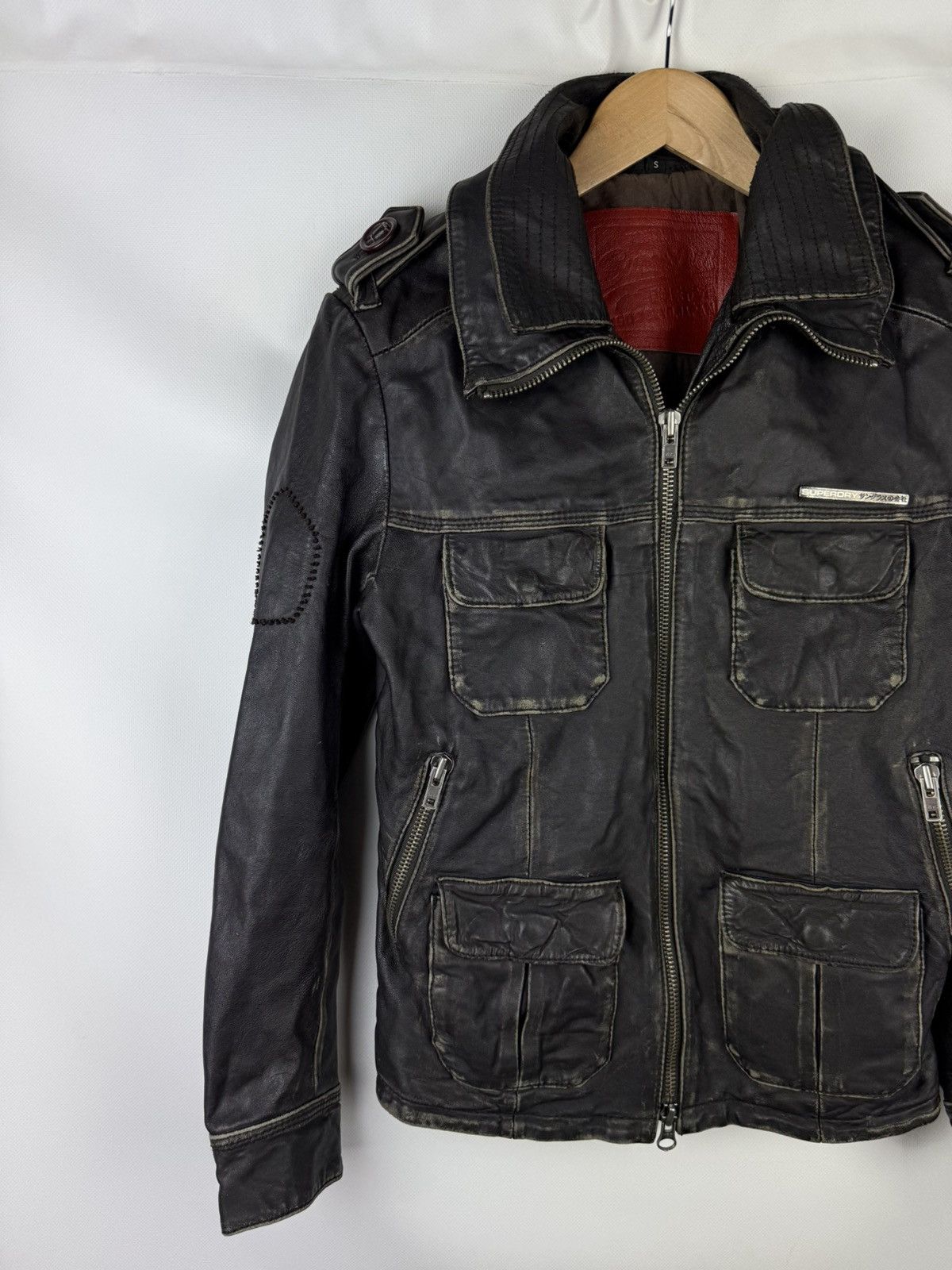 Superdry Superdry Japan Men’s Leather Multipocket Jacket Size S Size US S / EU 44-46 / 1 - 2 Thumbnail