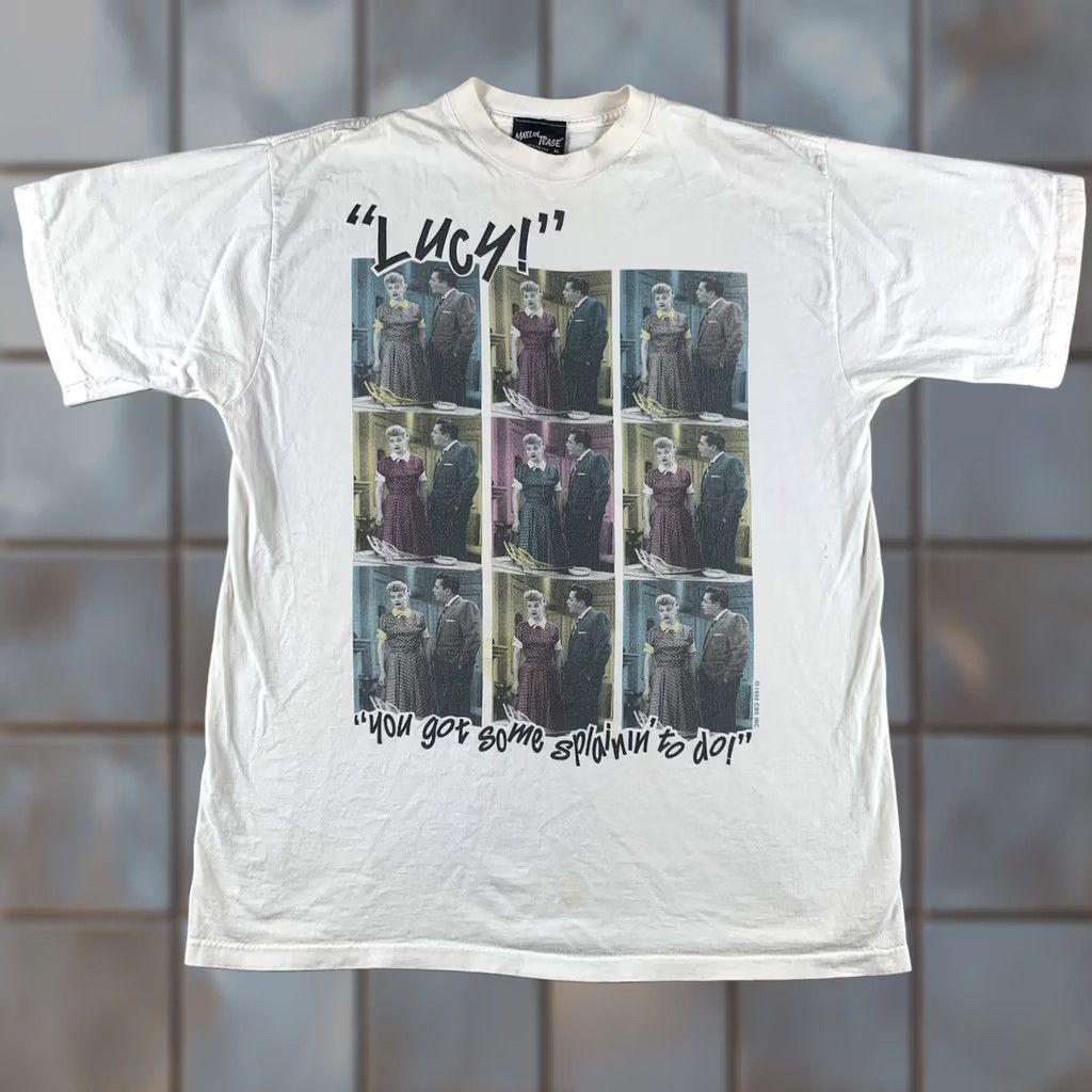 Vintage VINTAGE Marlin Tease Shirt I Love Lucy CBS 1992 Single Stitch Adult Large White Graphic Print Mens Size US L / EU 52-54 / 3 - 1 Thumbnail