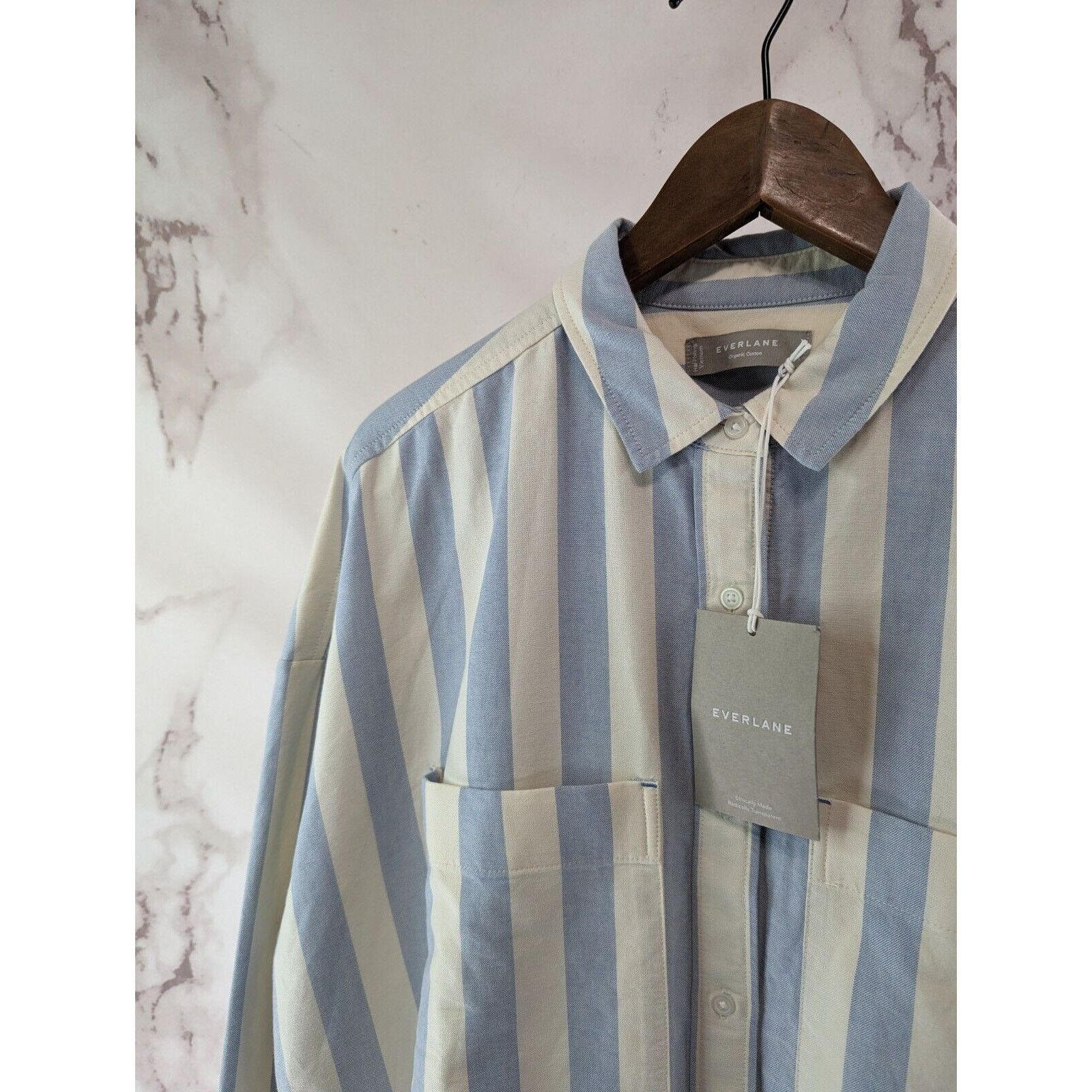 Everlane Everlane Shirt Womens XS Blue Striped Button Boxy Oxford Size XS / US 0-2 / IT 36-38 - 2 Thumbnail