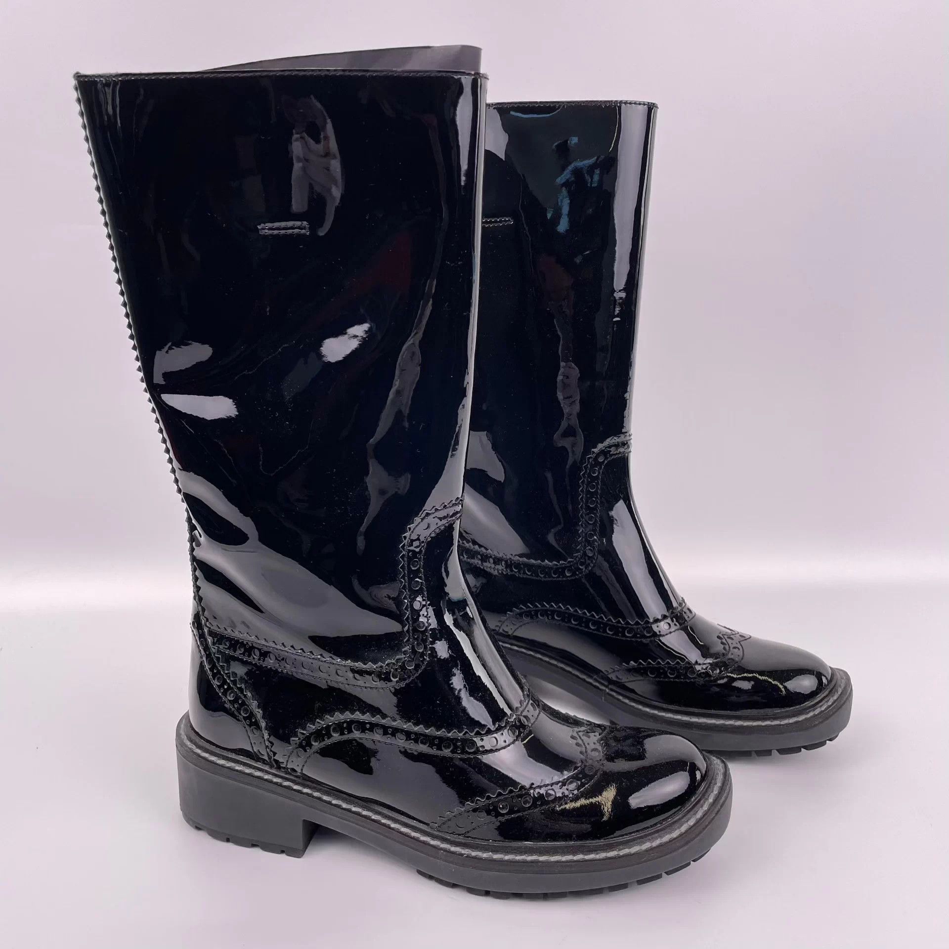 Miu Miu MIU MIU Patent Leather Knee-High Boots Black 38.5 Size US 8 / IT 38 - 6 Thumbnail