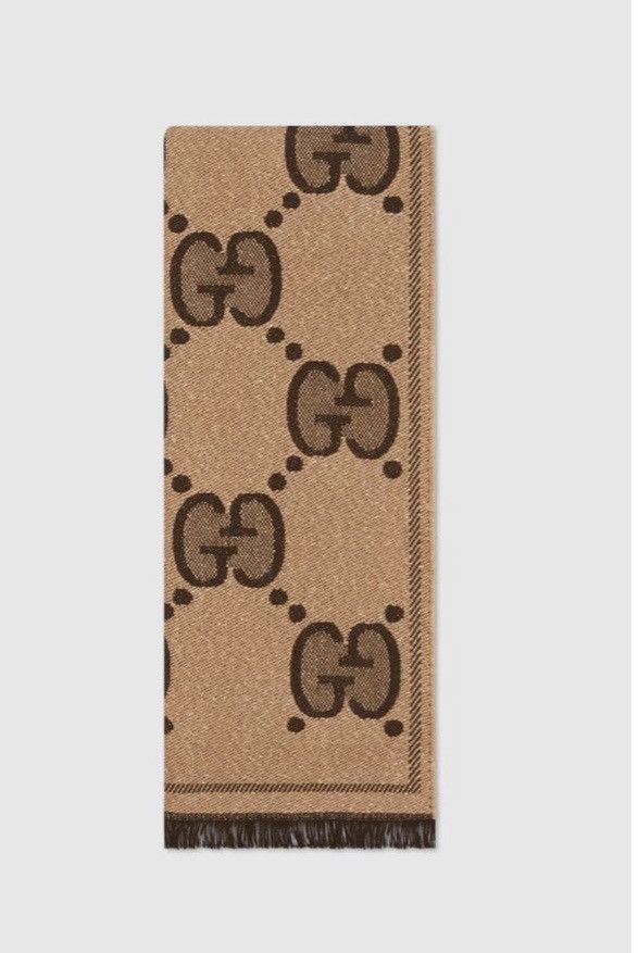 Designer × Gucci 📌 GUCCI Scarf GG Logo 'Lady Nest Lux' - Brown/beige/gold Size ONE SIZE - 3 Thumbnail