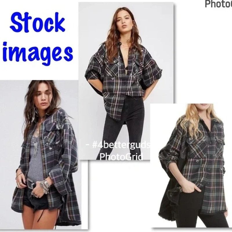 Free People Free People Gray Plaid Embellished wSequin Stars Shirts Sz S Size S / US 4 / IT 40 - 7 Thumbnail