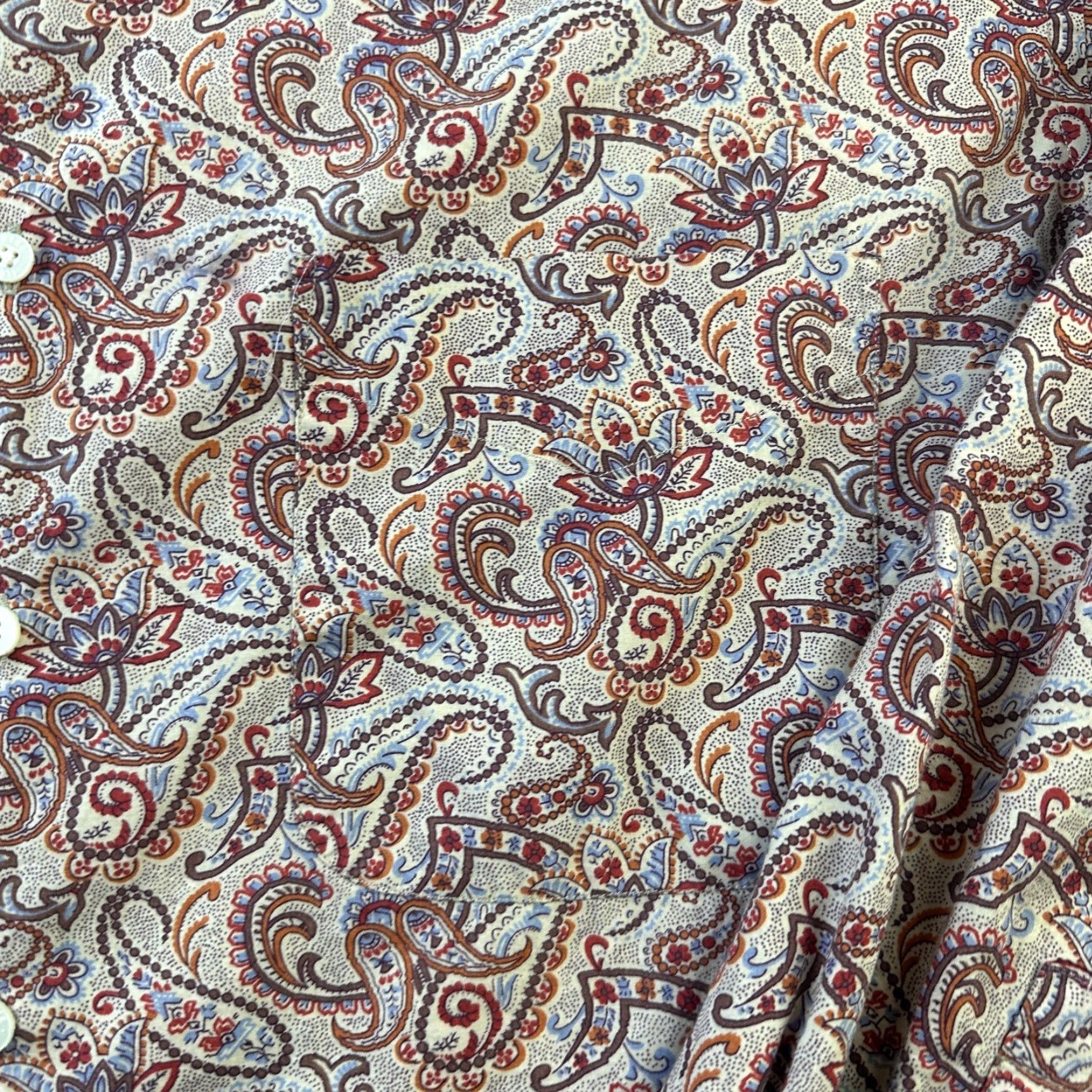 Vintage Alan Flusser Shirt Mens Large Beige Red Paisley Button Up Casual Size US L / EU 52-54 / 3 - 5 Thumbnail