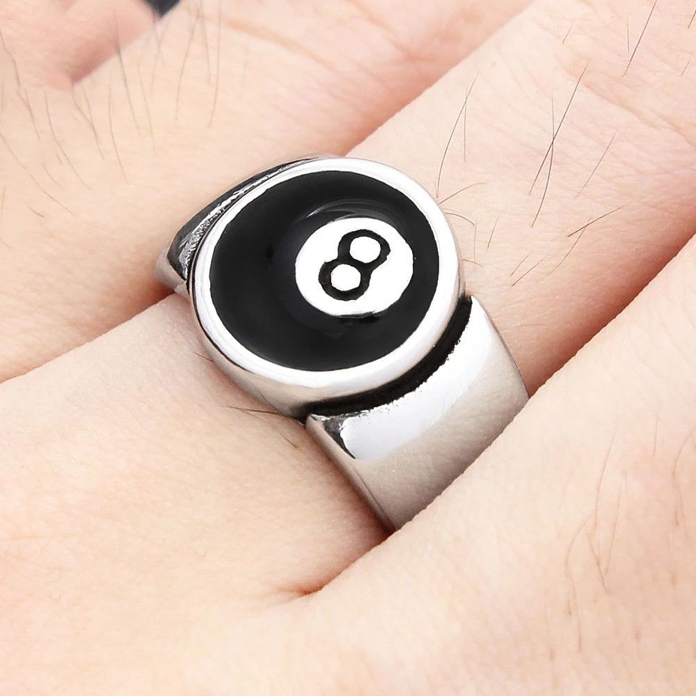 Other Stainless Steel Number Black 8 Ring Size ONE SIZE - 1 Thumbnail