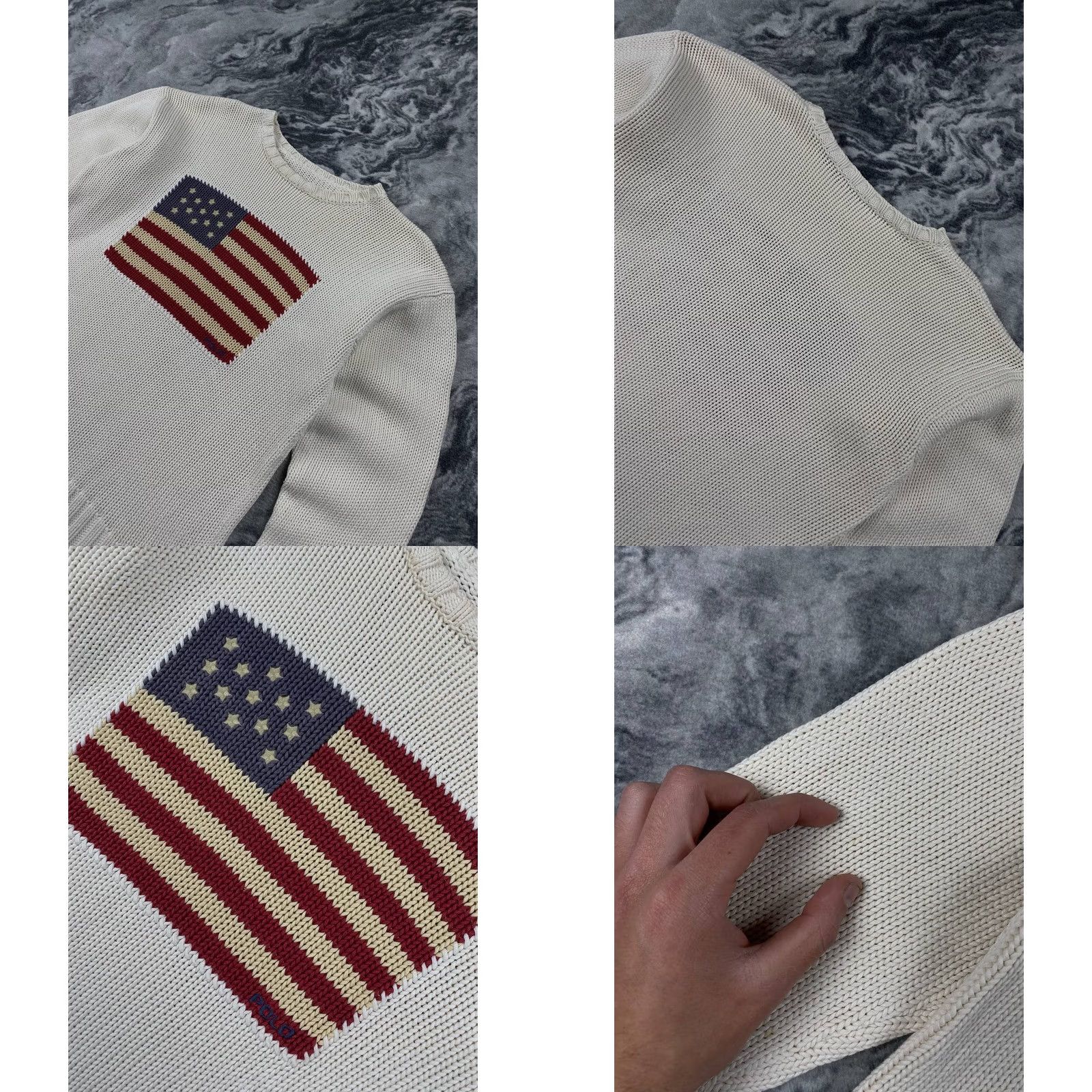 Polo Ralph Lauren VINTAGE Polo Ralph Lauren Knit Sweater Flag USA 90s Women Size S White Size S / US 4 / IT 40 - 8 Thumbnail