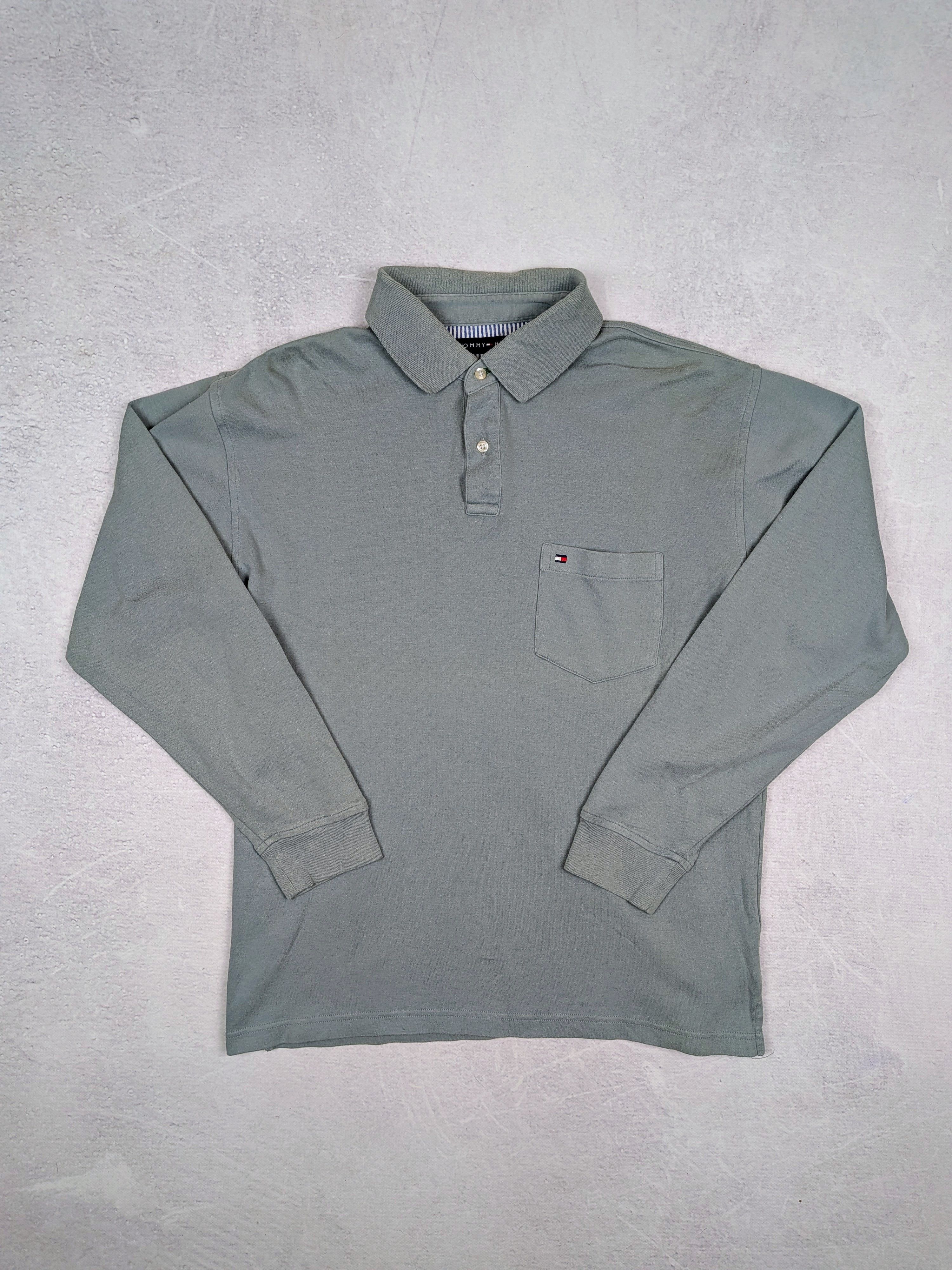 Tommy Hilfiger Tommy Hilfiger Vintage Rugby Shirt Jumper Turquoise Size M/L Size US L / EU 52-54 / 3 - 1 Thumbnail