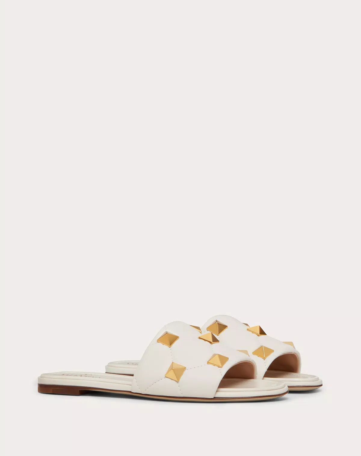 Valentino o1s1wg110625 Roman Stud Flat Slide Sandal in White Size US 5 / IT 35 - 2 Thumbnail
