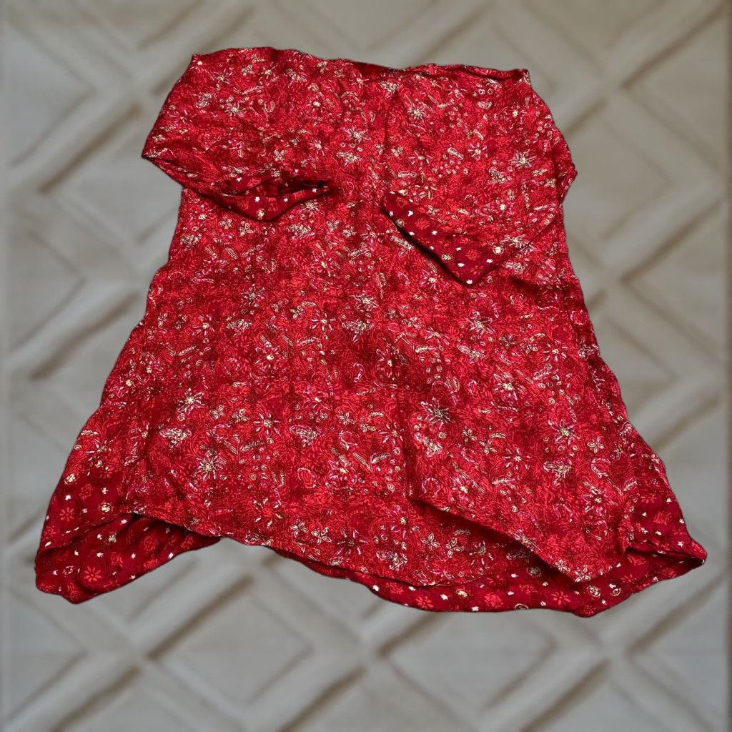 Vintage Dewi Batik Blouse Tunic Casual Red Floral Bohemian Vintage Women M Medium Lace? Size M / US 6-8 / IT 42-44 - 1 Thumbnail