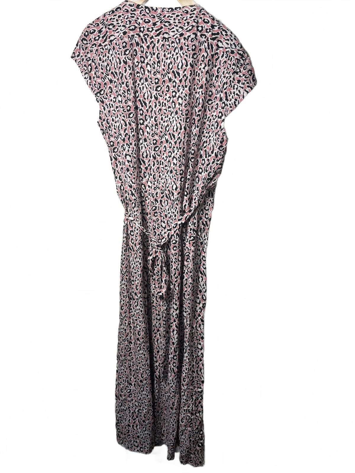 J.Crew J.Crew Women's Small Pink Leopard Print Wrap Dress Maxi EUC Size S / US 4 / IT 40 - 5 Thumbnail
