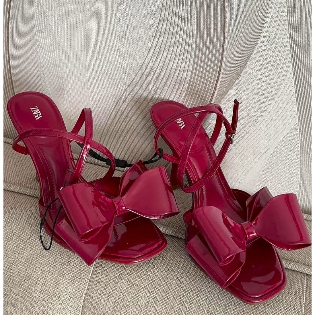 Zara LAST ONE! ZARA Red Bow Heels NWT Size US 8 / IT 38 - 10 Thumbnail