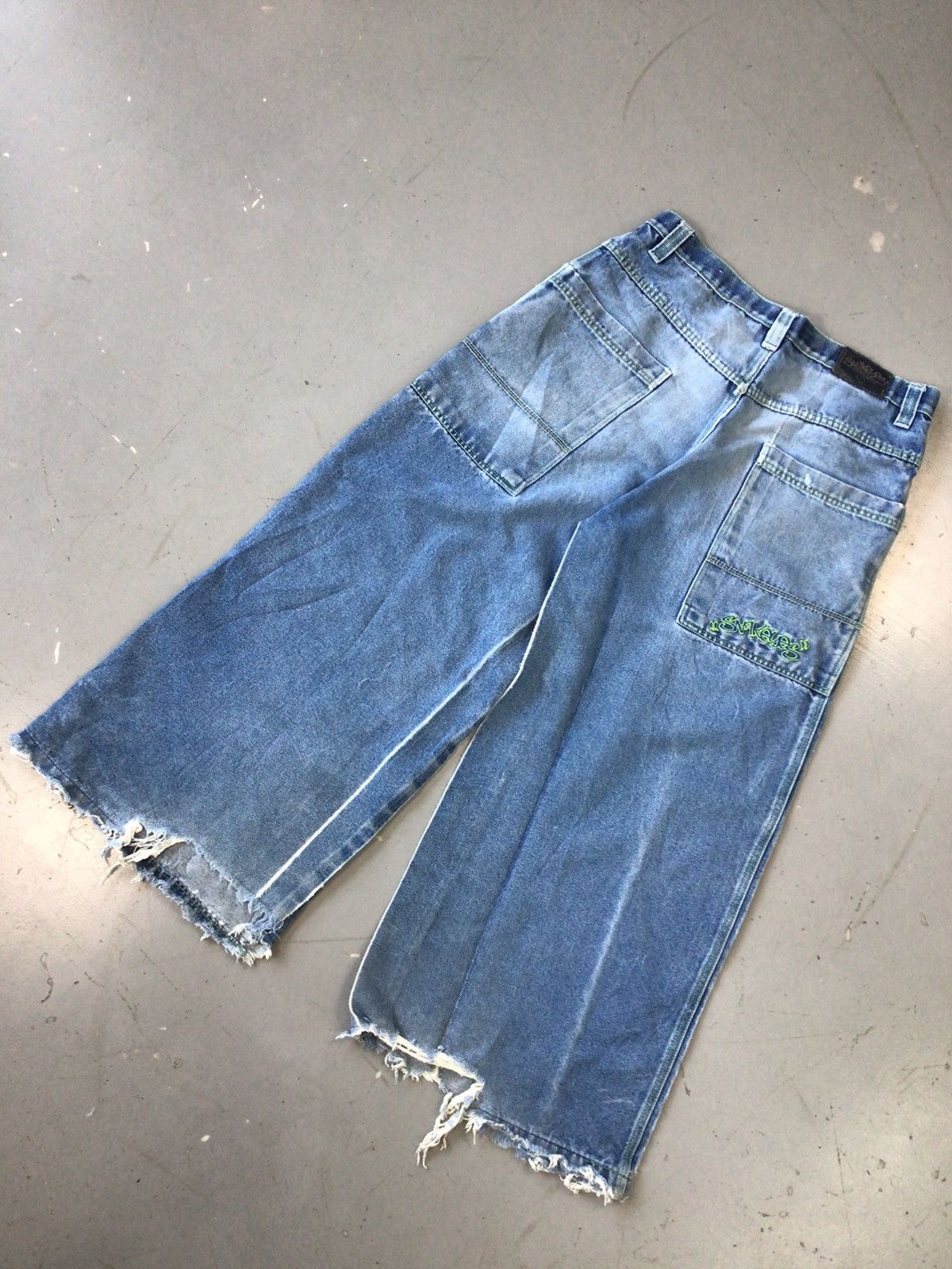 JNCO × Southpole × Vintage Vintage snakeyes SpellOut embroidered flared denim Size US 33 - 10 Thumbnail