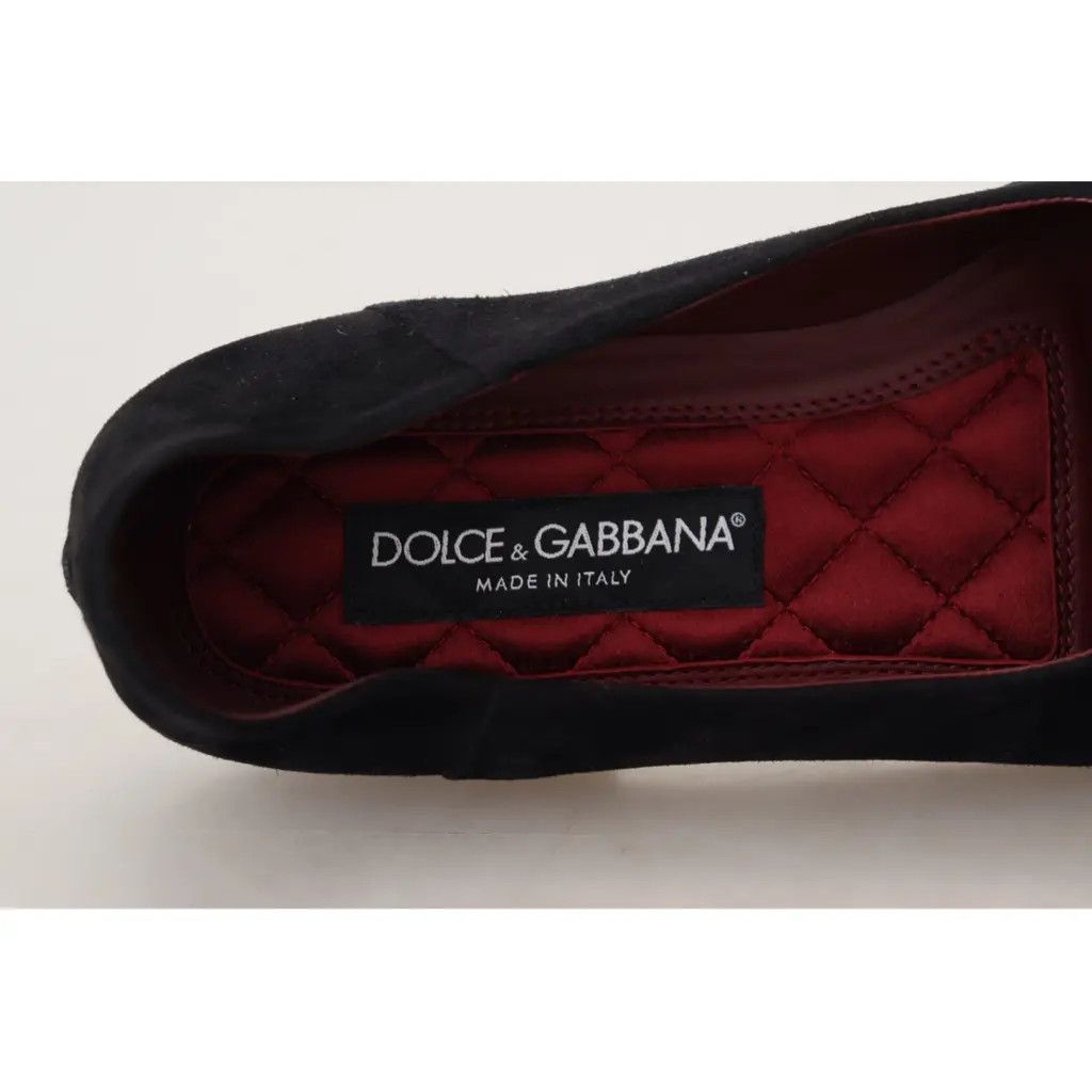 Dolce & Gabbana o1y0125 Suede Embellished Loafers in Black Size US 7.5 / EU 40-41 - 4 Thumbnail