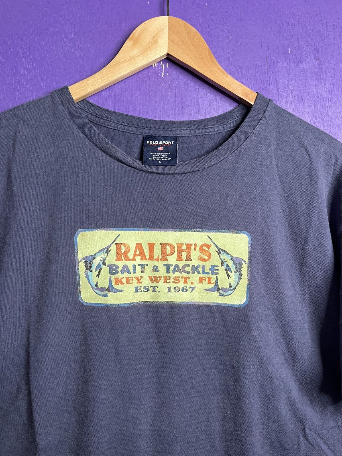 Polo Ralph Lauren × Vintage Vintage 90s Polo sport bait and tackle t-shirt Size US L / EU 52-54 / 3 - 3 Thumbnail