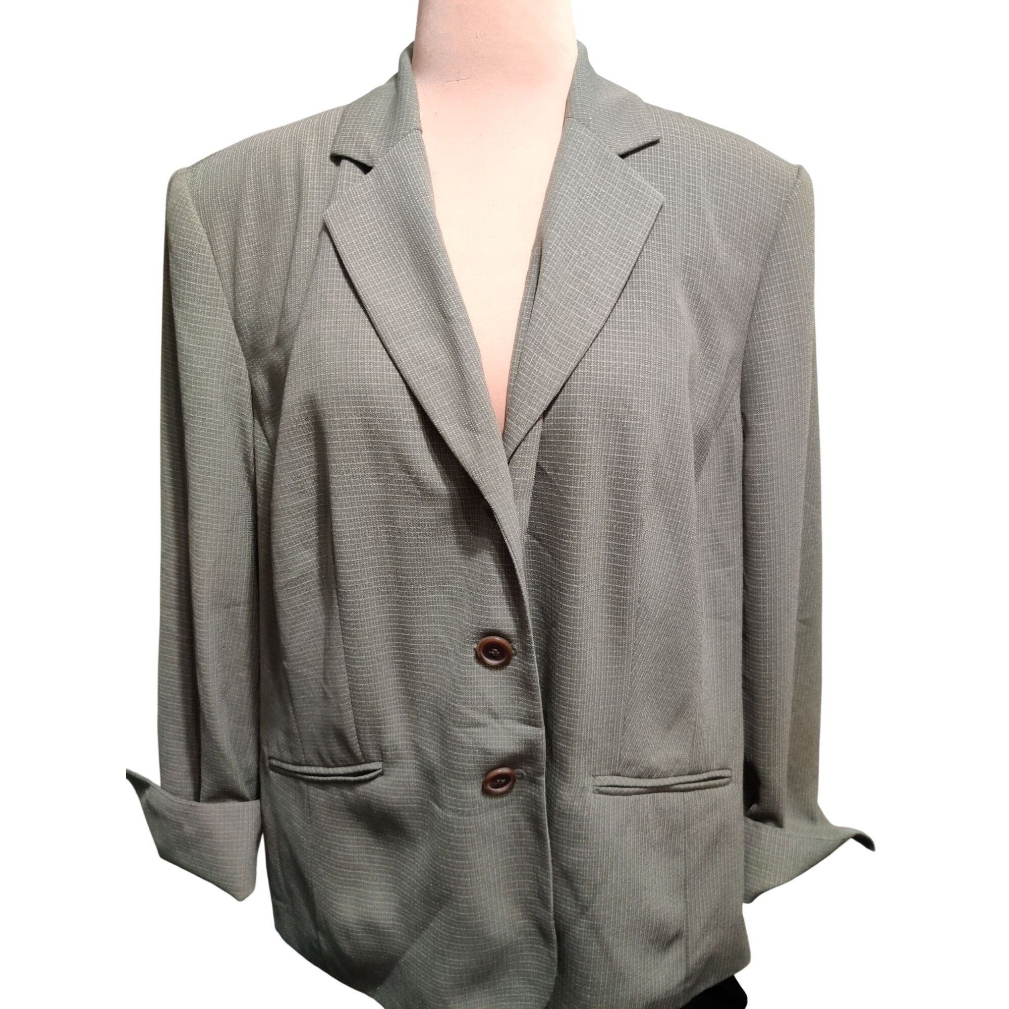 Vintage Vintage Evan Picone 20W Plus Size Green Microcheck Tailored Size XXL / US 16-18 / IT 52-54 - 12 Thumbnail