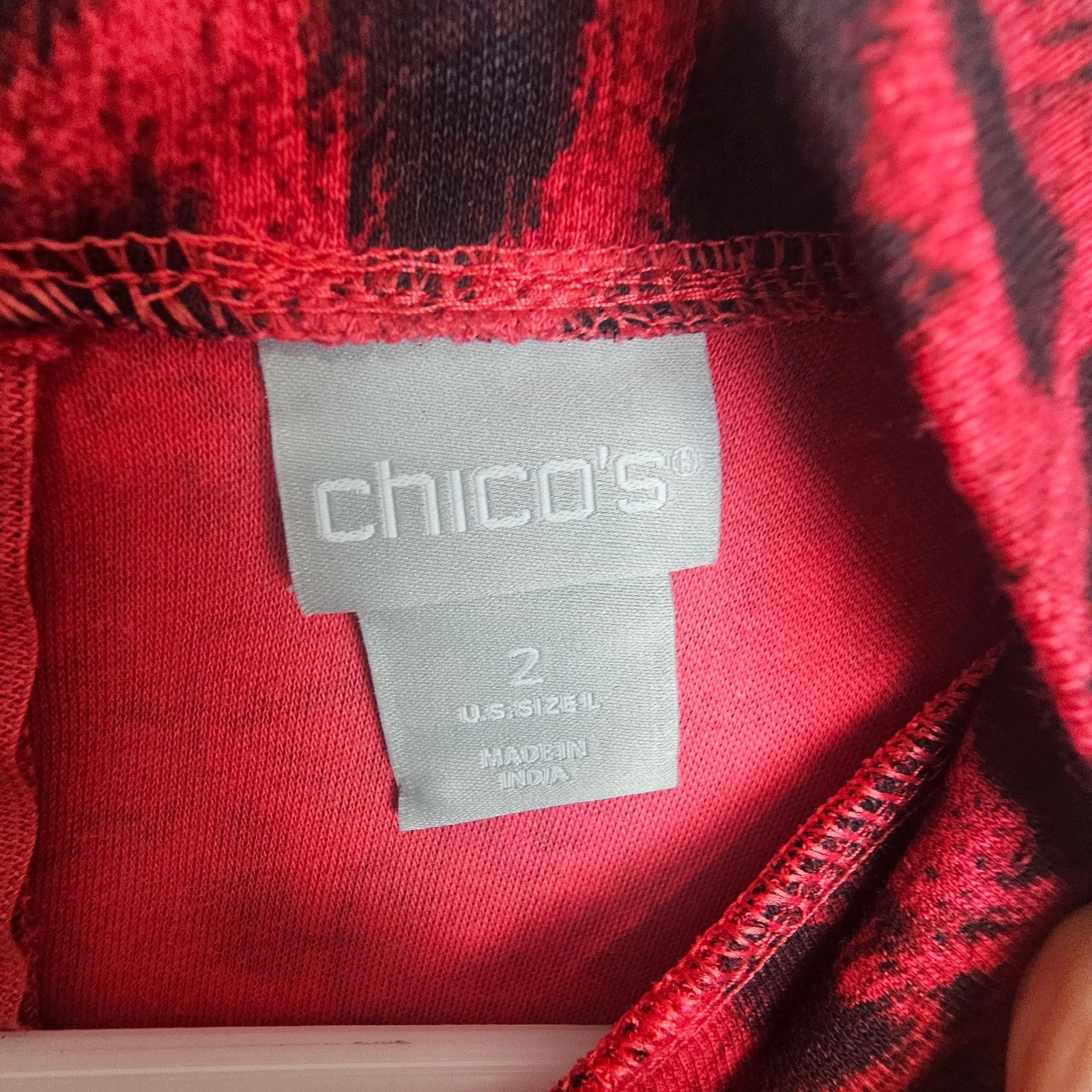 Chicos Chicos Blouse 2 (US L) Leopard Mock LS Artsy Art To Wear Size L / US 10 / IT 46 - 6 Thumbnail