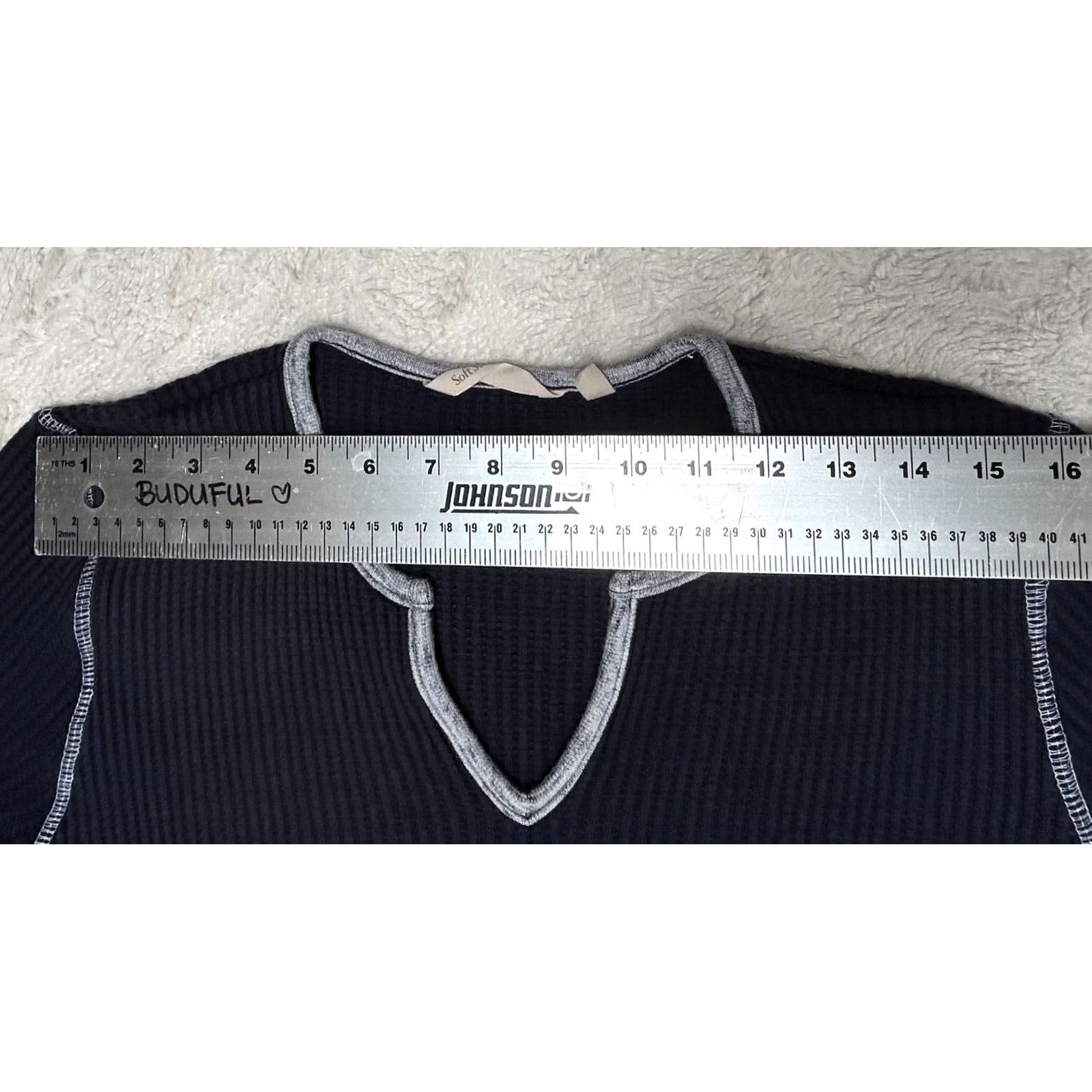 Soft Surroundings Soft Surroundings Reed Waffle Knit Stripe Tunic Long Sleeve Shirt Navy Casual Size XL / US 12-14 / IT 48-50 - 4 Thumbnail
