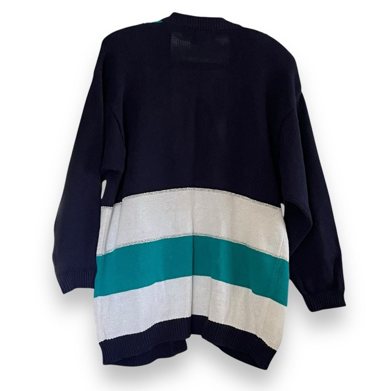 Vintage VTG 80s 90s IB Diffusion boyfriend cardigan sweater pockets Size L / US 10 / IT 46 - 3 Thumbnail