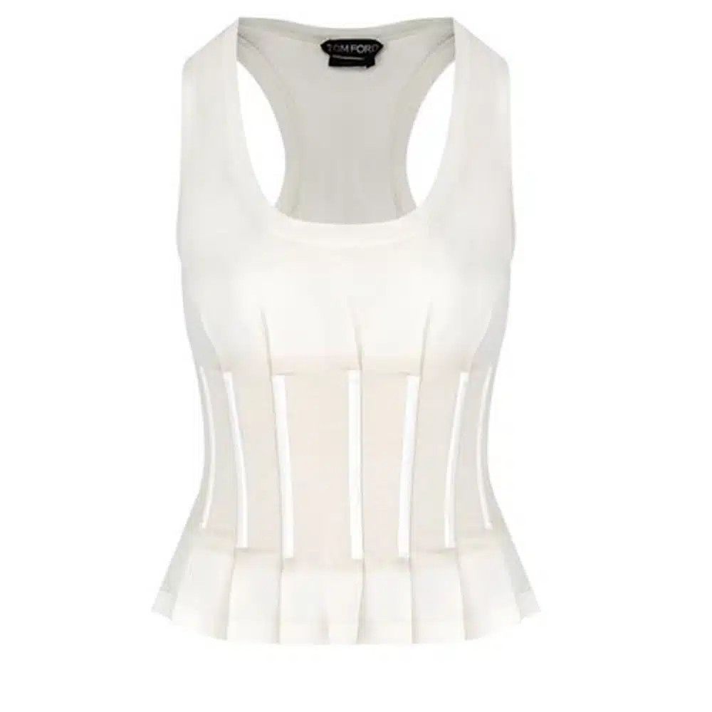 Tom Ford o1loc1c0625 TSJ493 Cut & Sewn Top in White Size M / US 6-8 / IT 42-44 - 1 Preview
