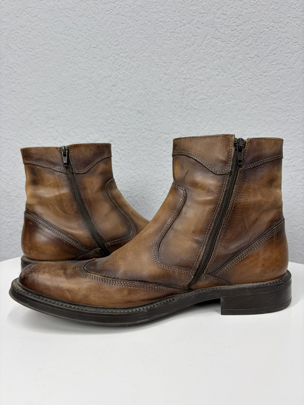 Hedi Slimane Vintage Y2K Black Leather Side Zip Boots Guidi Marsell Style Size US 9 / EU 42 - 6 Thumbnail