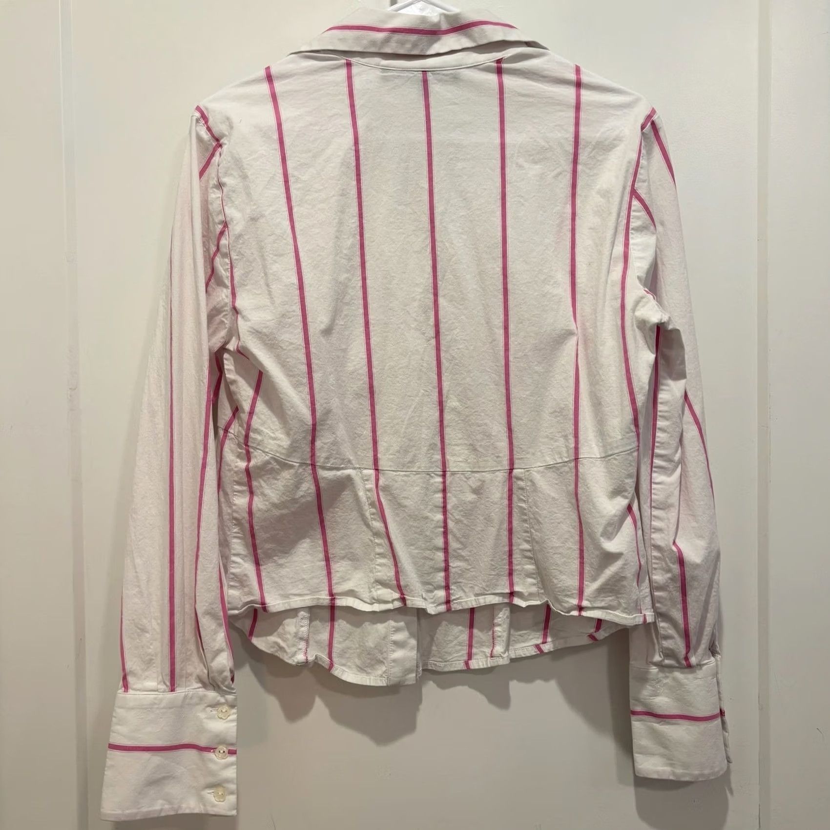 Anne Klein AK Anne Klein Womens White Pink Striped Button Down Shirt Size 10 Size L / US 10 / IT 46 - 3 Thumbnail