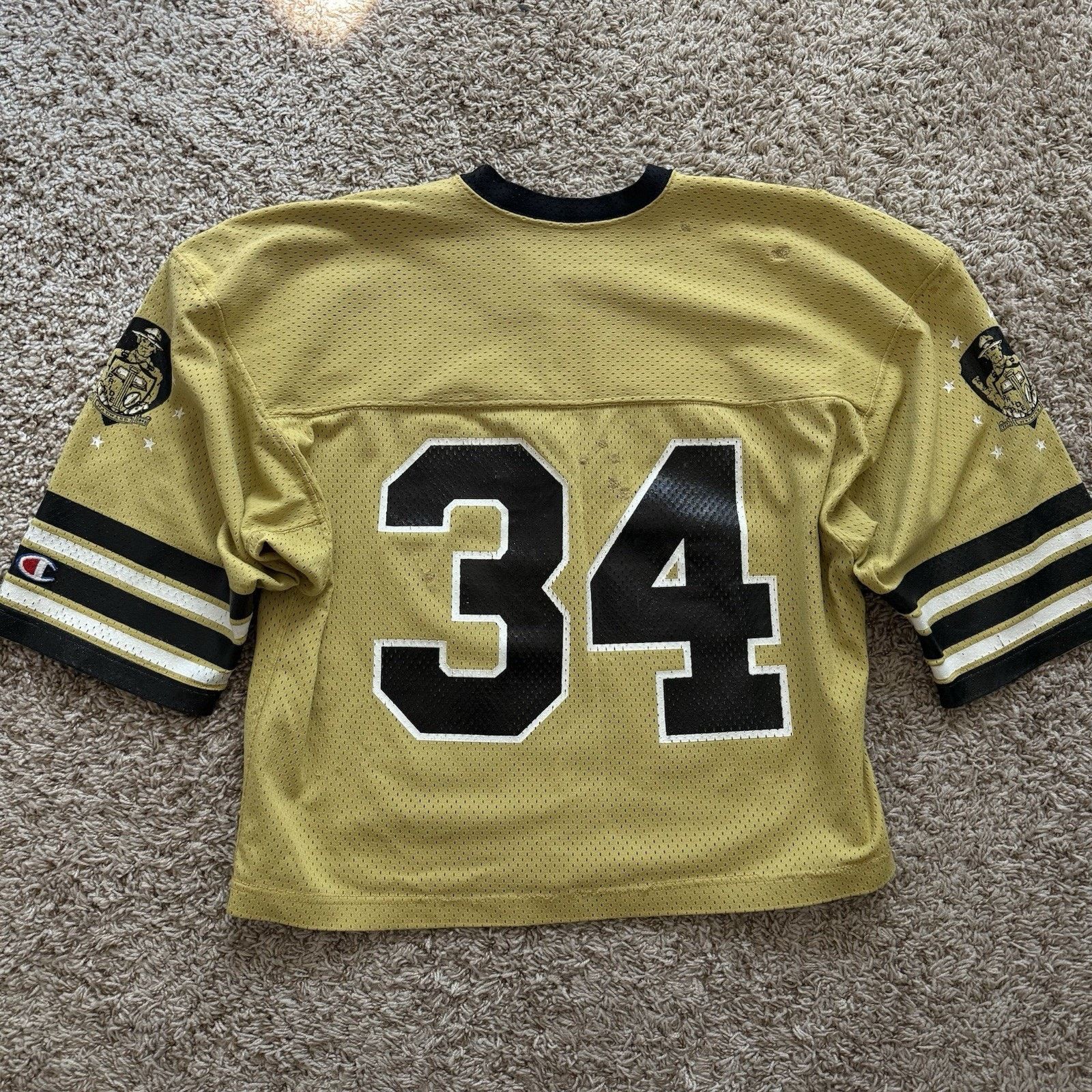Champion × Vintage Vintage 80’s Champion Cropped Football Jersey Yellow Black Size US L / EU 52-54 / 3 - 6 Thumbnail