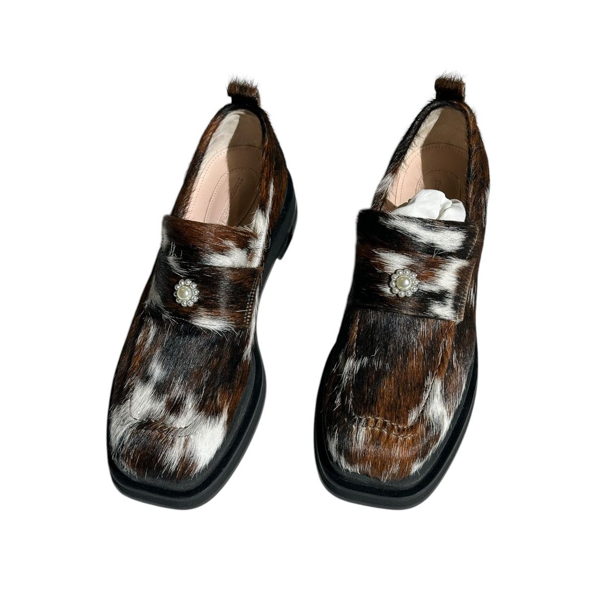 Simone Rocha Calf hair fur pearl detail heart toe loafer Size US 8 / EU 41 - 3 Thumbnail
