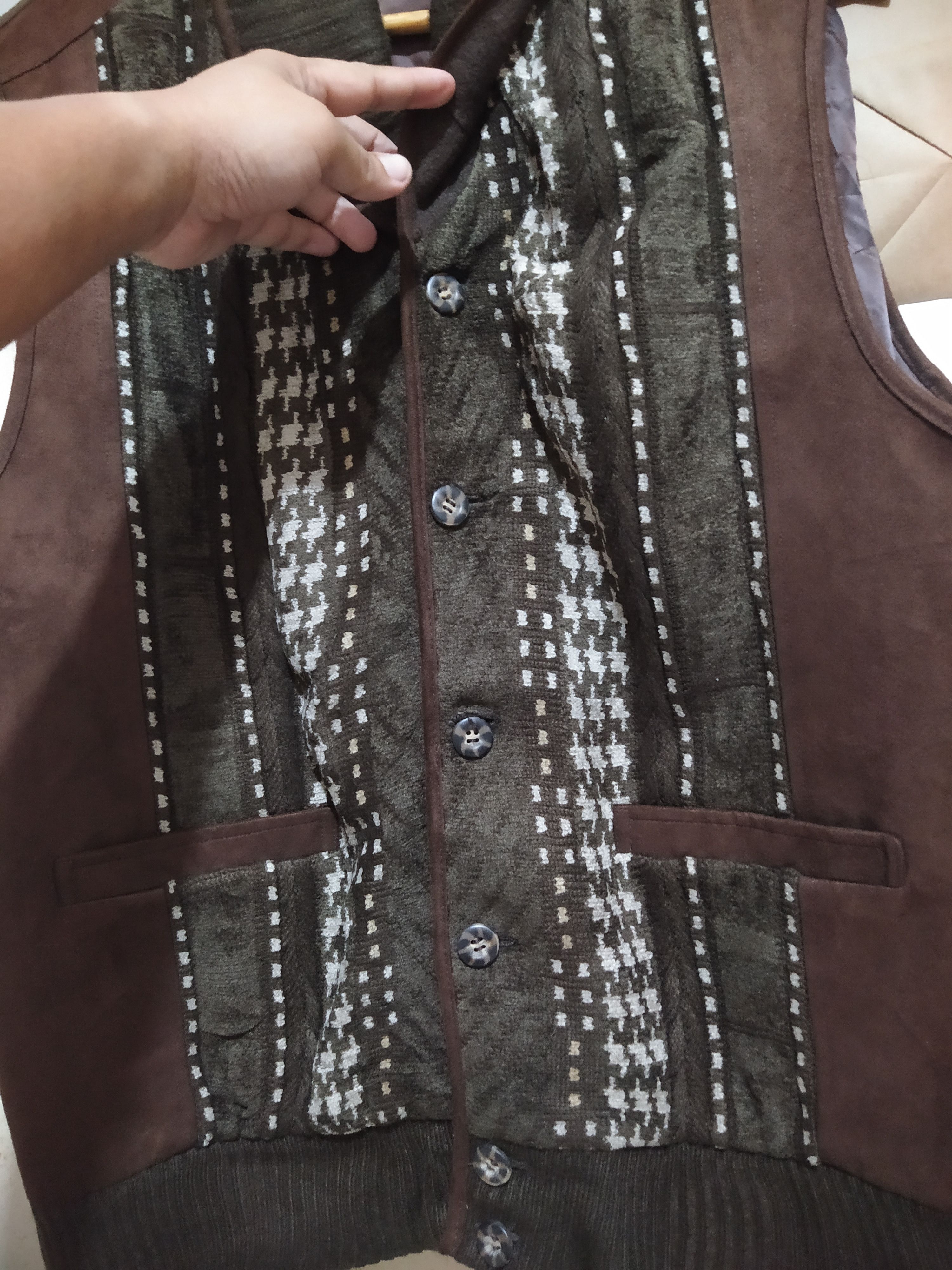 Lindbergh LINDBERGH Shawl Collar Sweater Vest with Patterned Panel Size US L / EU 52-54 / 3 - 3 Thumbnail