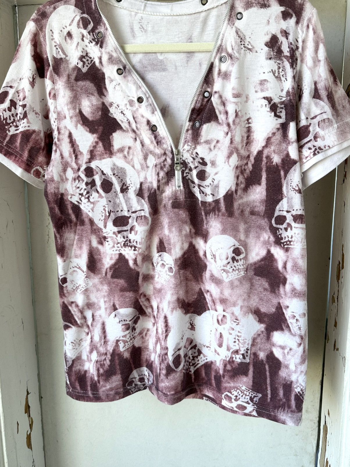 If Six Was Nine × Japanese Brand × Vintage Vintage Printed Skull Zip T-shirt Size US S / EU 44-46 / 1 - 3 Thumbnail
