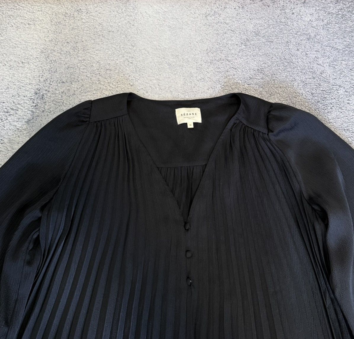 Sezane Sezane Selita Dress Black Pleated Mini Balloon Sleeve FR38 M Size S / US 4 / IT 40 - 8 Thumbnail