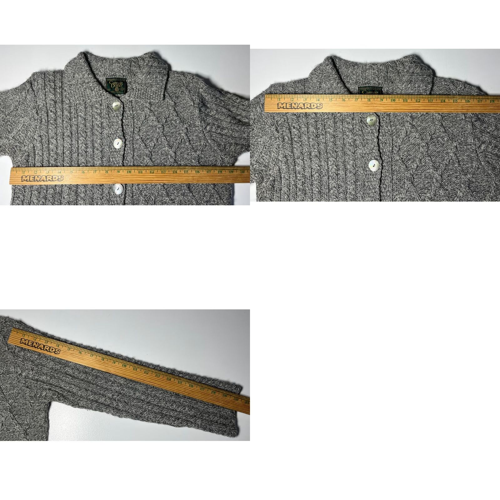 Vintage Carraig Donn Women’s Merino Wool Cardigan Sweater Gray M Knit Cardigan Vintage / Classic Women Mens Girls Boys Size M / US 6-8 / IT 42-44 - 9 Thumbnail
