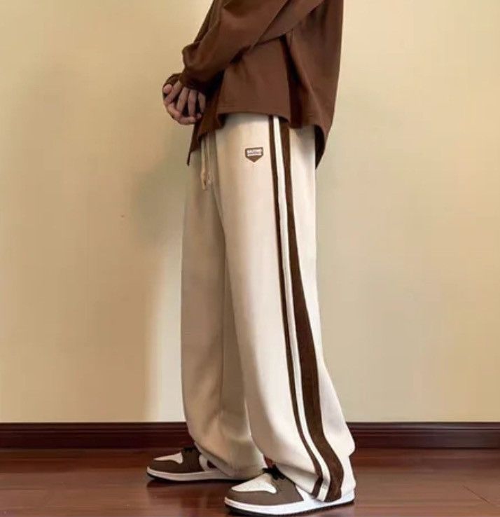 Japanese Brand Beige Color Baggy Striped Sweatpants Size US 28 / EU 44 - 2 Thumbnail
