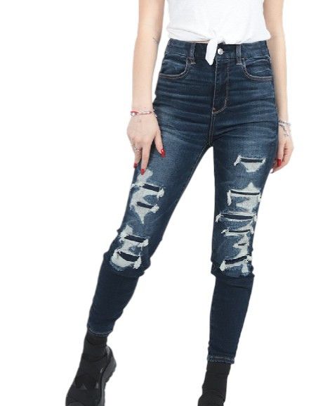 American Eagle Outfitters HI-RISE JEGGING W27 Patch Jeans 88963 Size 27" / US 4 / IT 40 - 1 Thumbnail