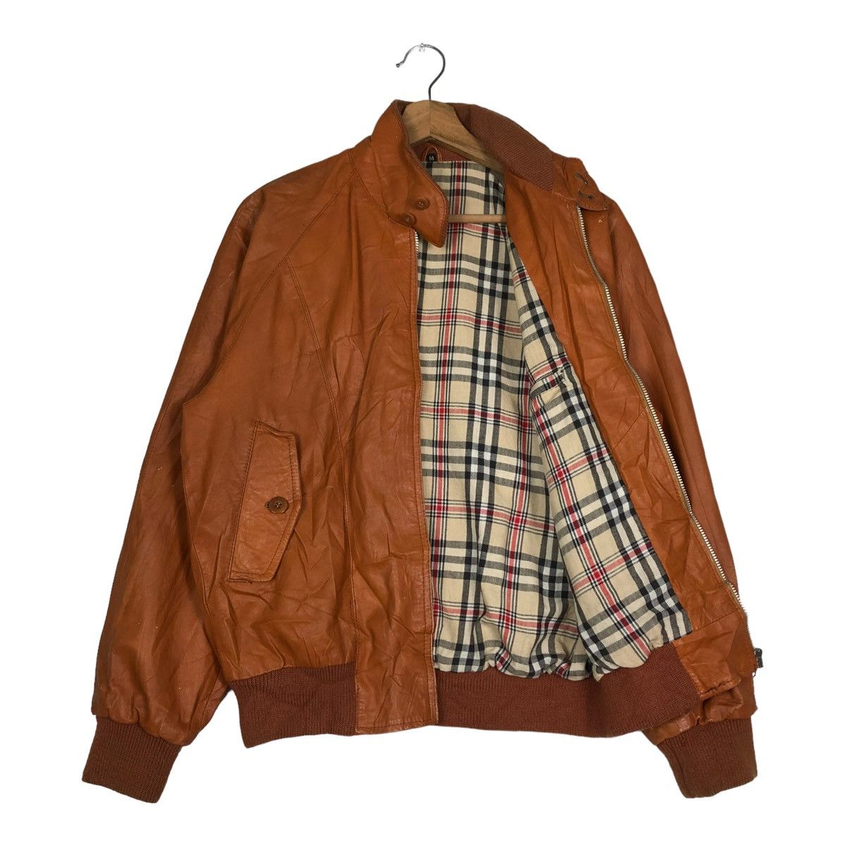 Japanese Brand 🔥VINTAGE BIKER LEATHER JACKET BLANKET CHECK TARTAN JAPAN Size US M / EU 48-50 / 2 - 1 Thumbnail