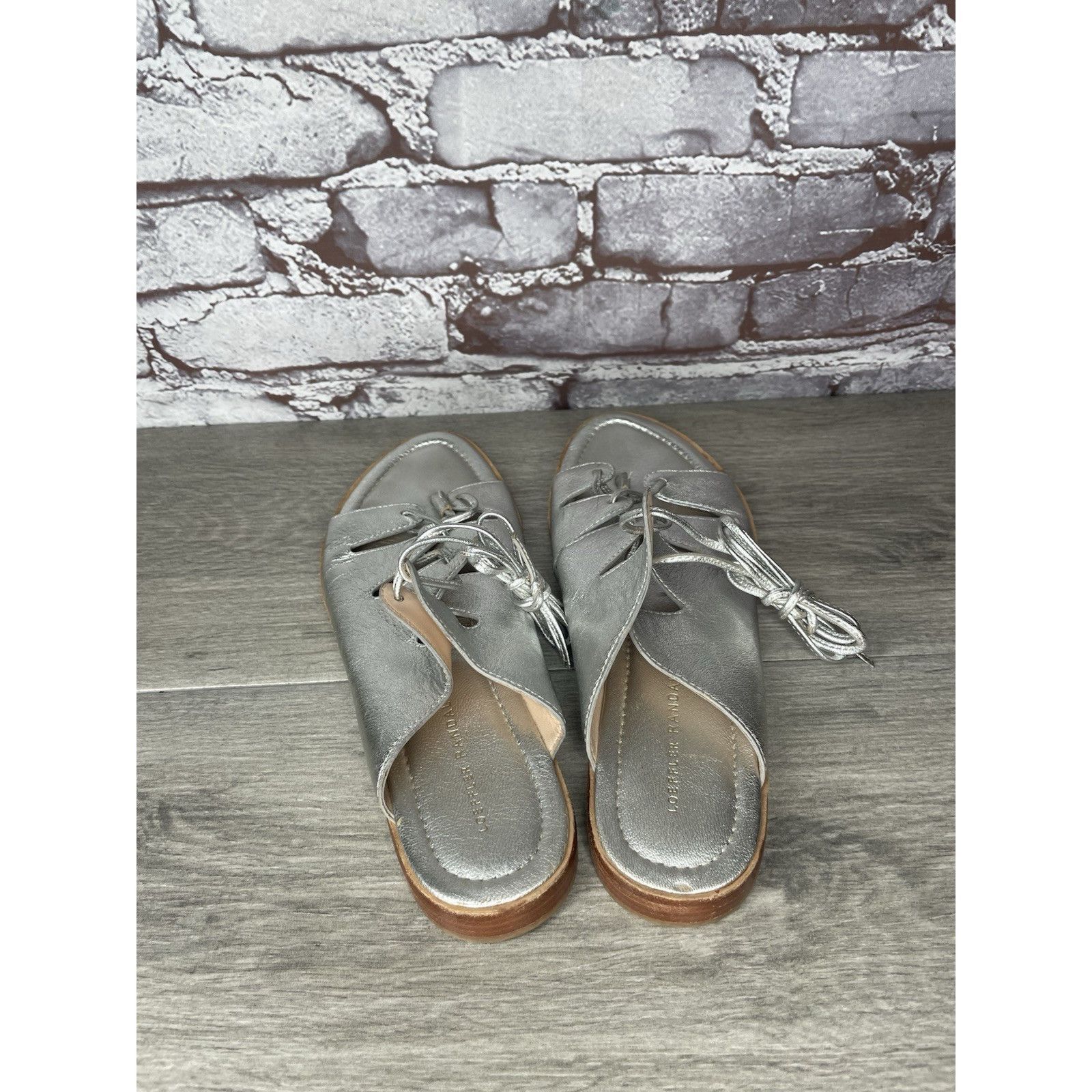 Loeffler Randall Loeffler Randall Kira GT Silver Metallic Thong Sandals Women Size US 9.5 / IT 39.5 - 6 Thumbnail